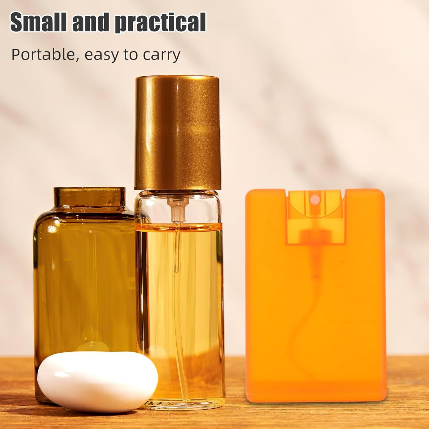 MUSISALY 30Pcs Card Spray Perfume Bottles Refillable Portable Mini Atomizer for Essential Oils Facial Mists Air Fresheners Lightweight Travel Containers in Transparent Light Orange image number 3