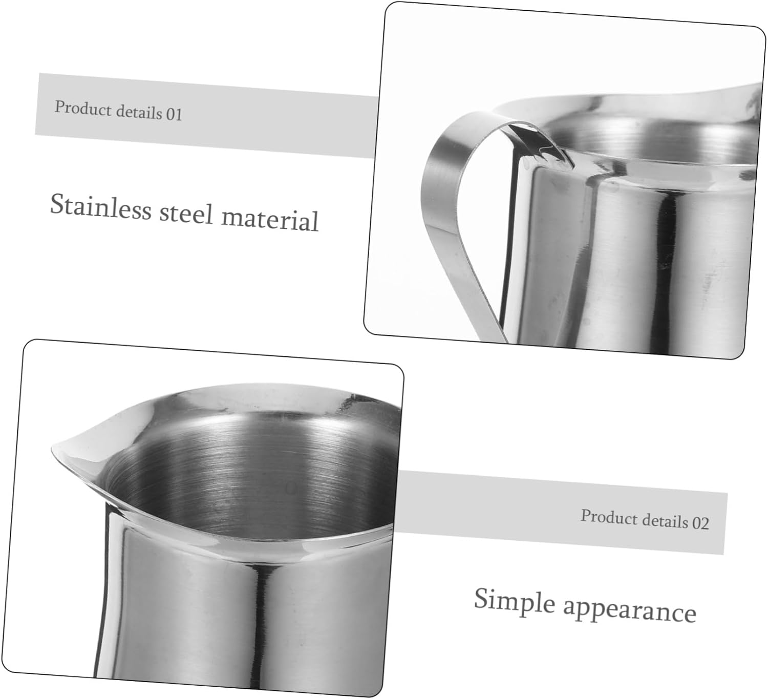 3Pcs Stainless Steel Milk Frother Cup Set 240Ml Small Milk Steaming Pitchers for Espresso Coffee Brewing and Frothing at Home or Caf&eacute; Use image number 3