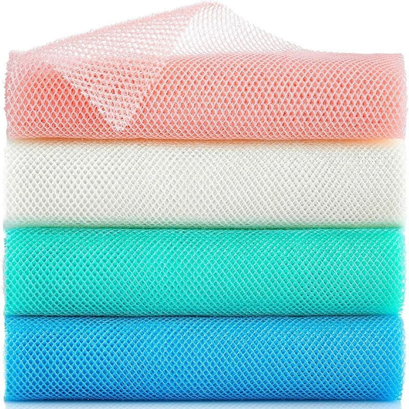 4 Pcs African Exfoliating Net, Long Net Sponge, Nylon Net Cloth, Exfoliating Washcloth, Back Scrubber Skin Smoothers for Bath, Daily Shower Bathing Washcloth Towel for Men Women(Multicolor) image number 5