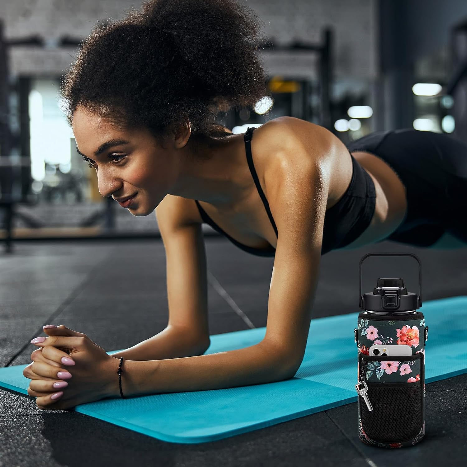 Water Bottle Holder with Adjustable Shoulder Strap & Pocket- Lightweight Water Bottle Sling Bag for 64Oz Sports Water Bottle Cover Protective Cover (F) - C image number 3