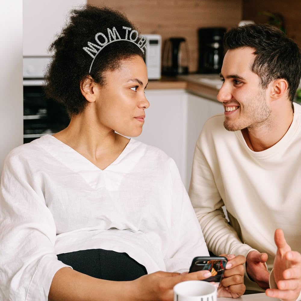 Mama to Be Headbands Baby Shower Tiara Crown Headband Silver First Time Mom Gifts for Pregnant Women New Mom Gift Pregnancy Announcement Gender Reveal Hairband Hair Accessories image number 5