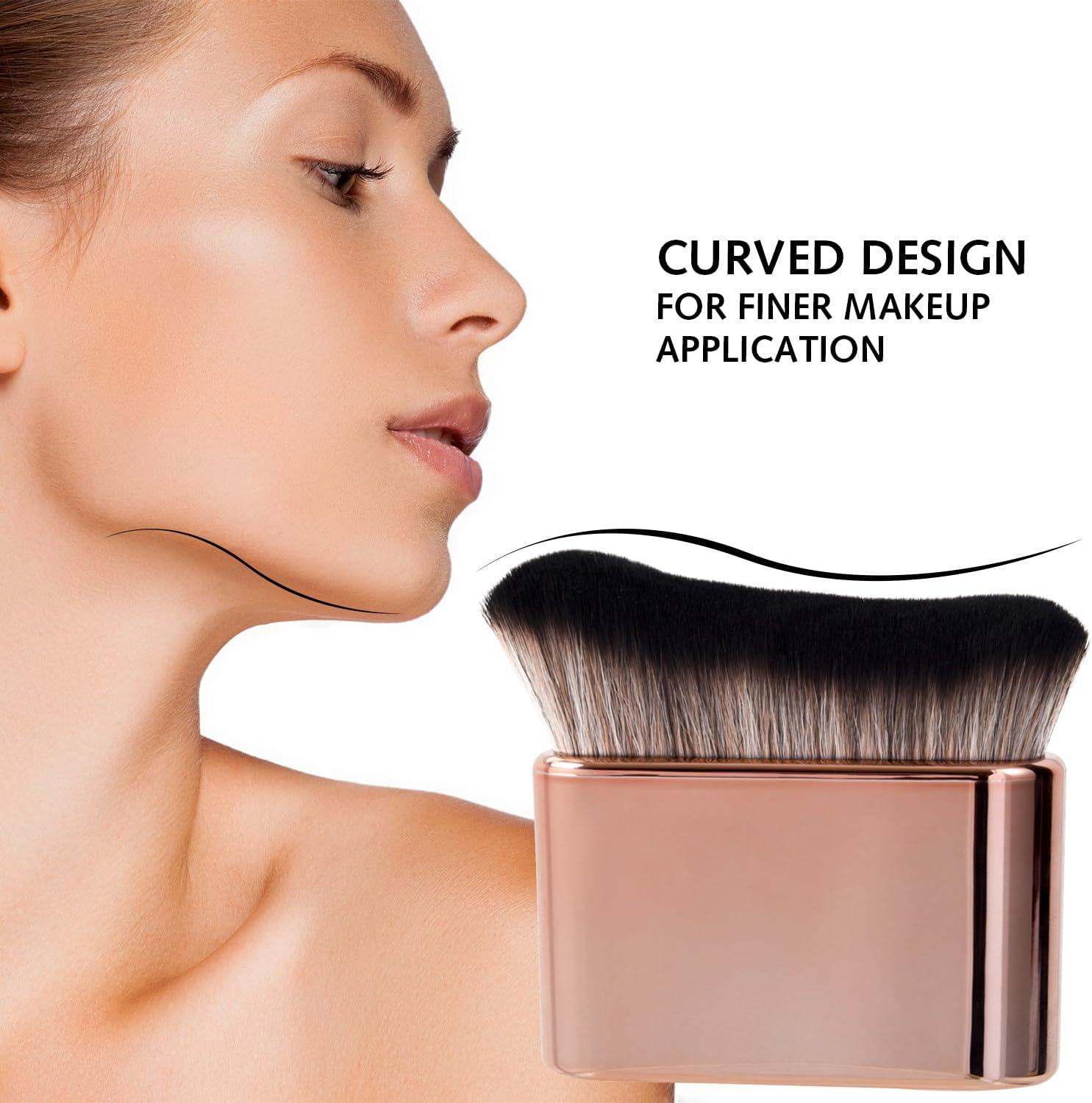 Self Tan Brush Portable Self Tanning Brush Soft Brush Self Tanner Face Brush for Body & Leg Makeup（Rose Gold） image number 6