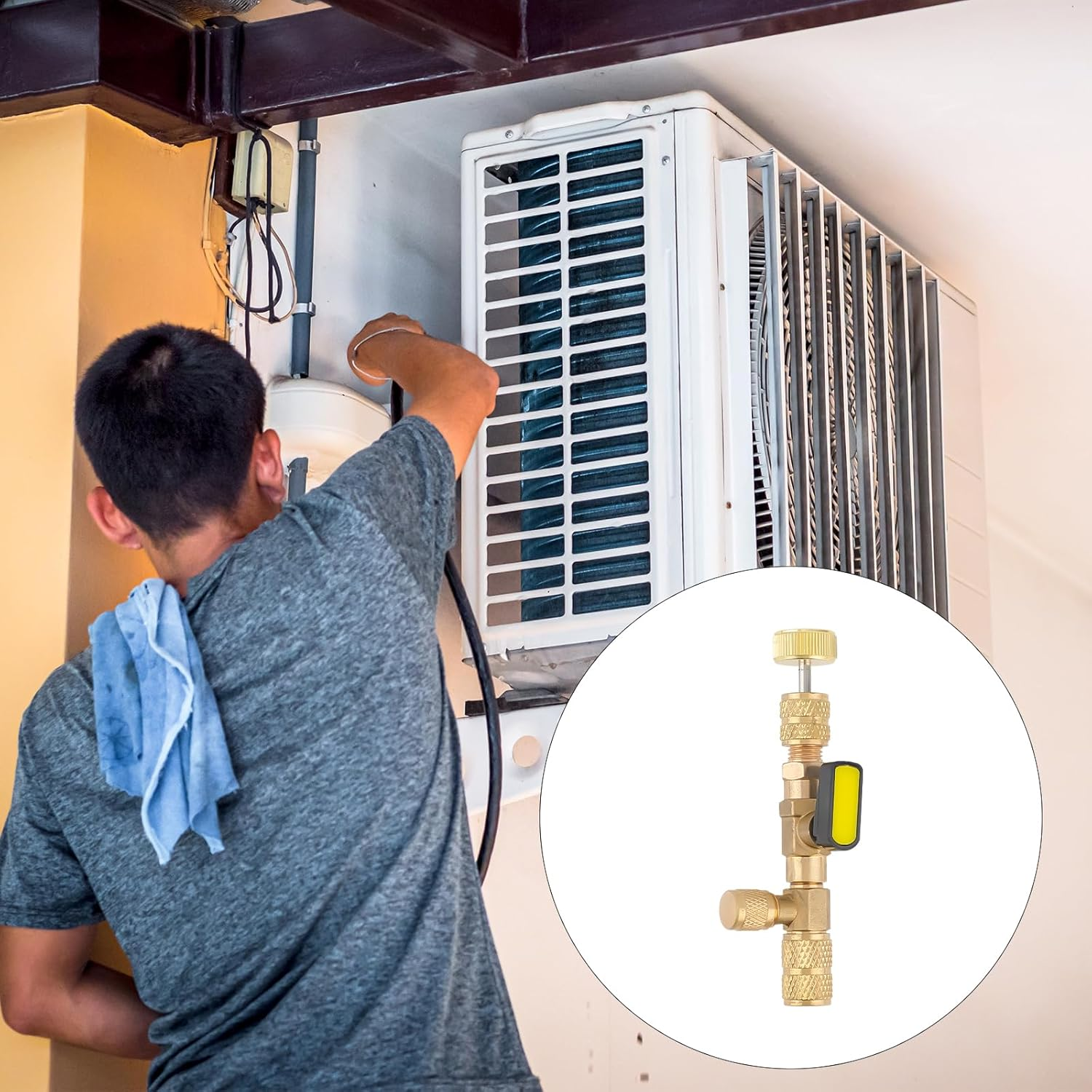 Gosknor Valve Core Remover Installer Tool, with Dual Size SAE 1/4 and 5/16 Port Brass Adapter Schrader Valve Tool HVAC Valve Core Removal Tool with 20Pcs Valve Cores for R22 R410A Refrigerant Systems image number 3