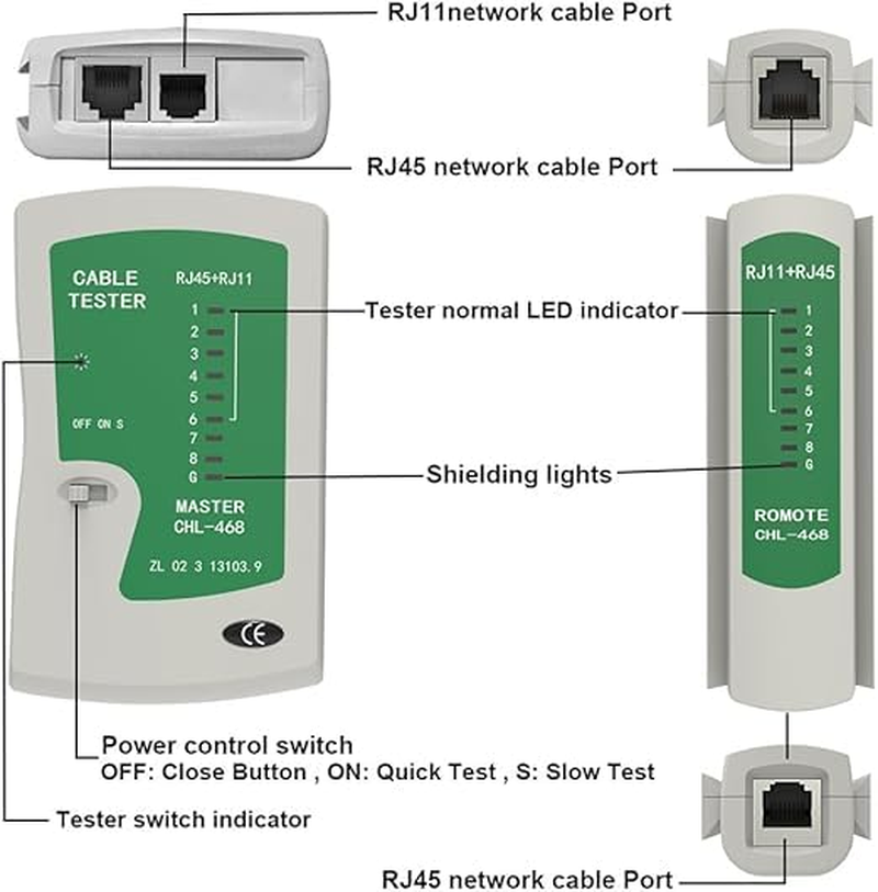 RJ45 RJ11 Cat5 Cat6 LAN Cable Tester Handheld Network Cable Tester Wire Telephone Line Tool for LAN RJ45 Cat7 Utp/Shielded Cable and RJ11 RJ12 (Deep Green)