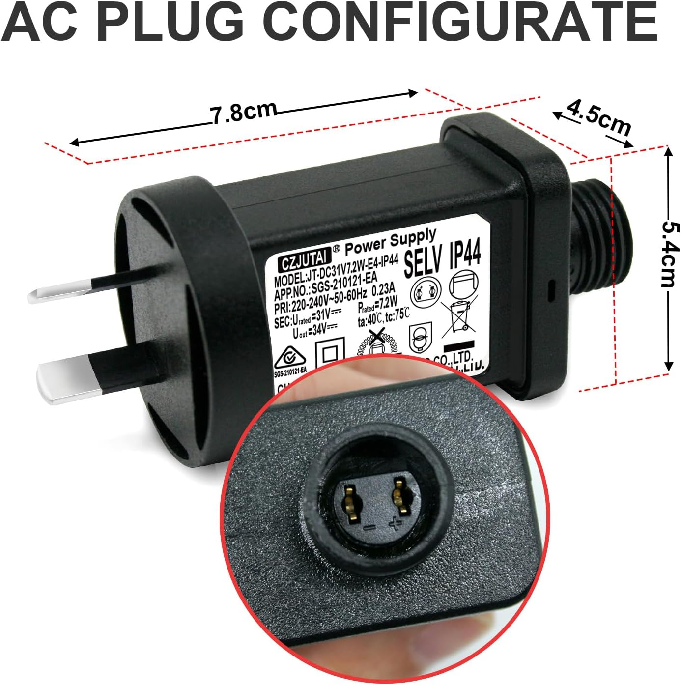 Premieradapter 31V 7.2W Replacement Power Supply CZJUTAI JT-DC31V7.2W /6W /4.5W /3.6W for Christmas Lighting, String Light, Projector Light, Lawn Lamp, Inflatable Device [A572] image number 5