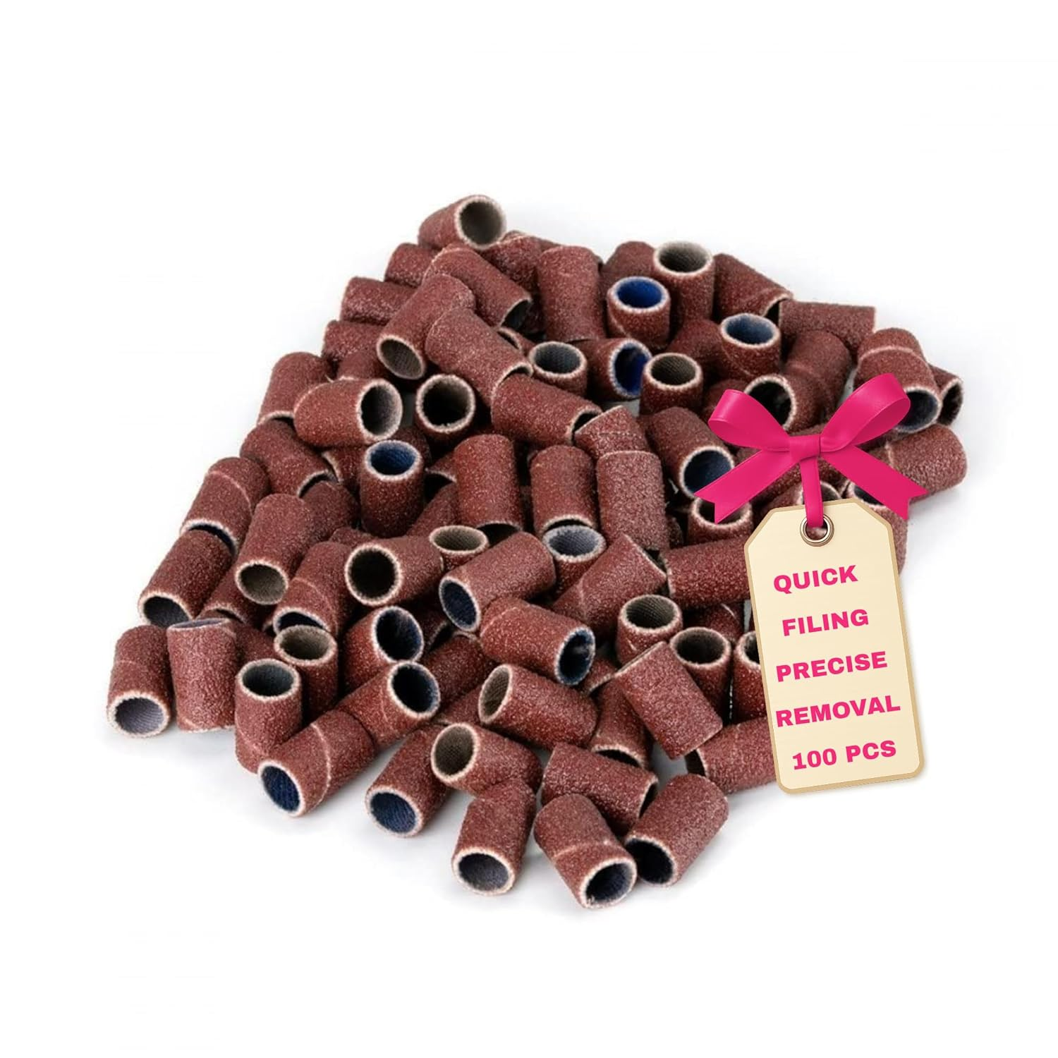 LALILL Pack of 100 Sanding Caps 240 Grit Aluminiumoxid - Manicure Pedicure Nail Art Nail Care - Brown - Metal Compatible - Abrasives