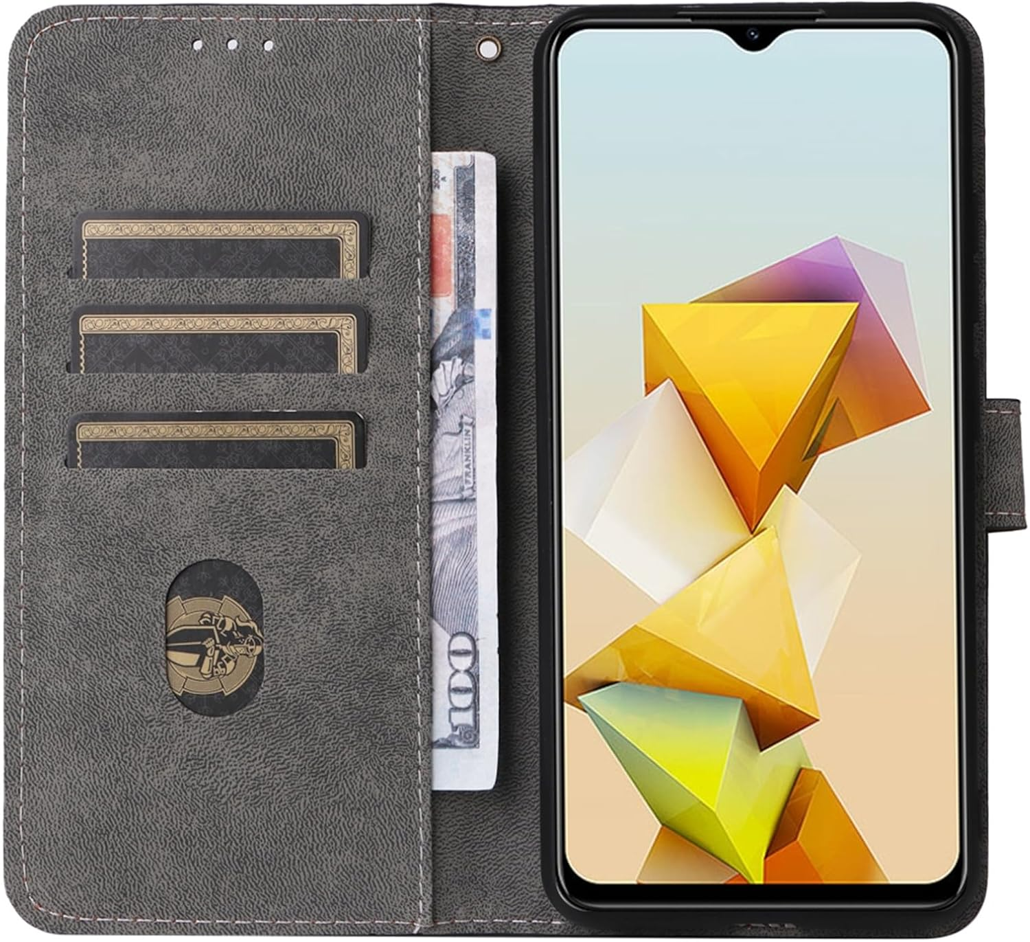 Ozimall Case for Optus X Pro 5G,Premium TPU Shockproof Wallet Cover with Multi-Functional Card Holder,Magnetic Buckle Impact-Resistence & Portable Slim Hand Strap (Black)