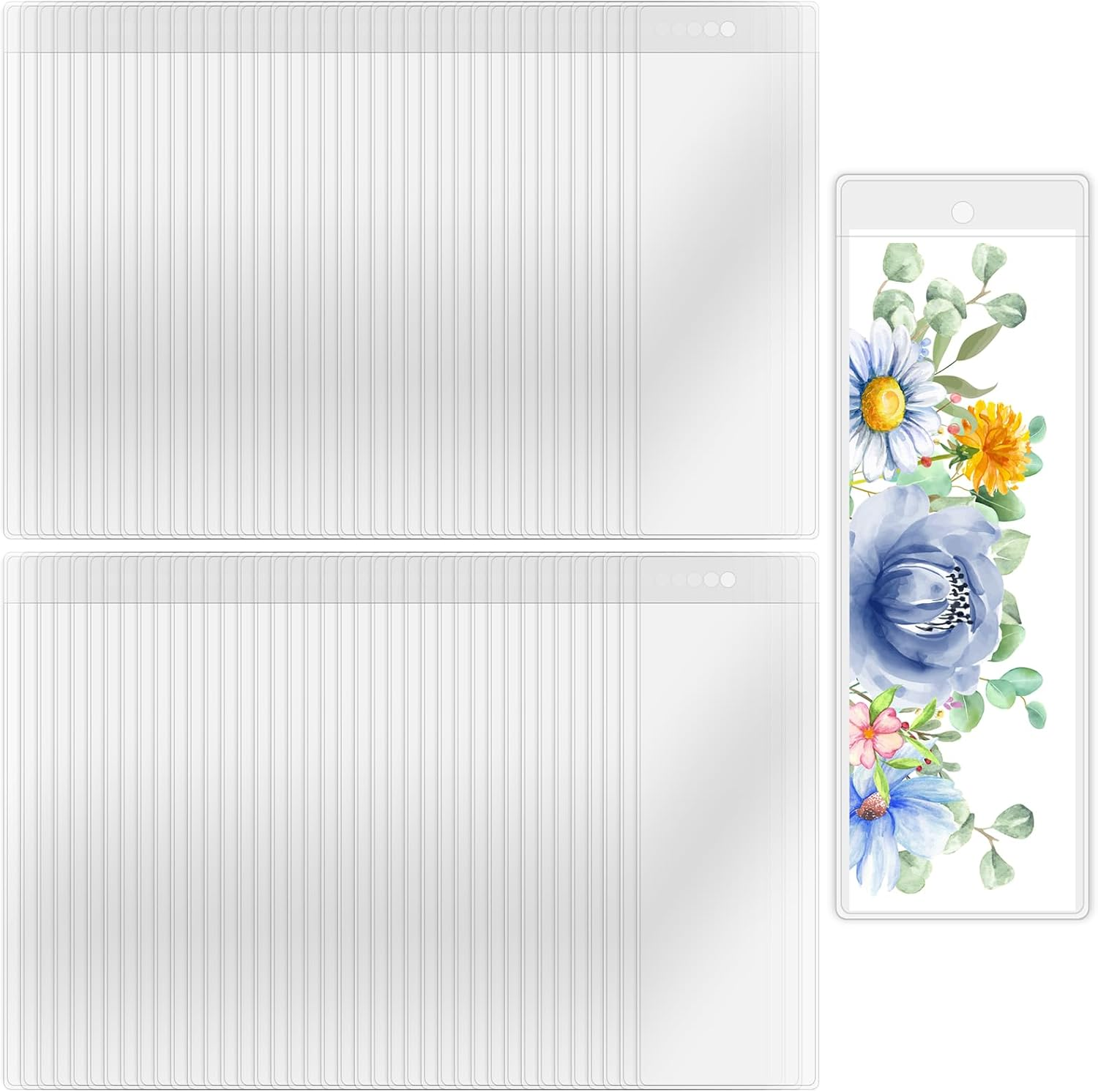 DSYIL Clear Bookmark Sleeves, 200 Pcs Plastic Bookmark Holder, DIY Bookmarks & Photo Strips, 2.37 X 6.3 Inches