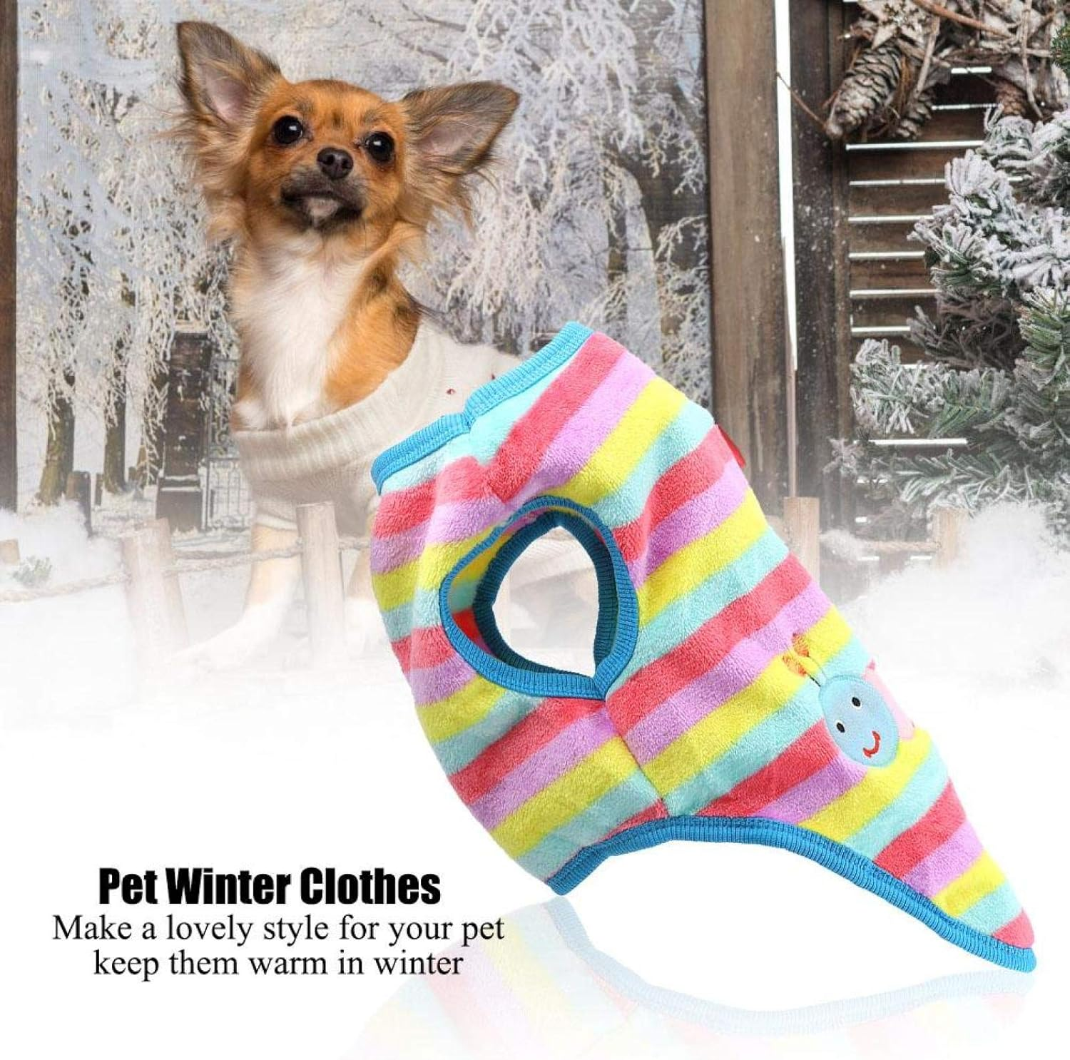 EVTSCAN Breathable Warm Pet Dog Cat Winter Sweater Coat Jacket Clothes Rainbow Cartoon Pattern(S) image number 2