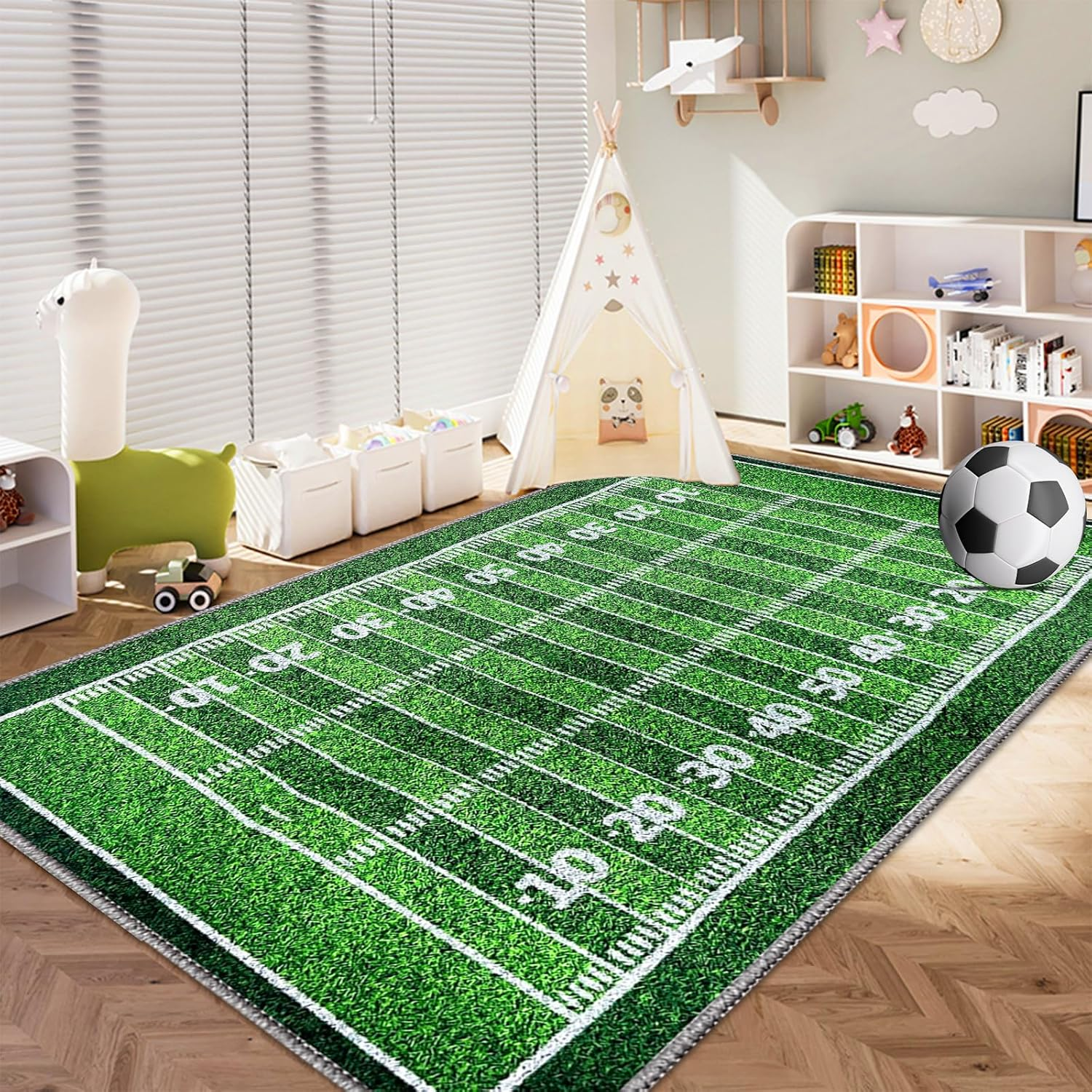 Area Rugs Football Rug, Have Fun Sport Play Mat, Non-Slip Playing Activity Centerpiece Floor Rug Carpets Decor for Home image number 5