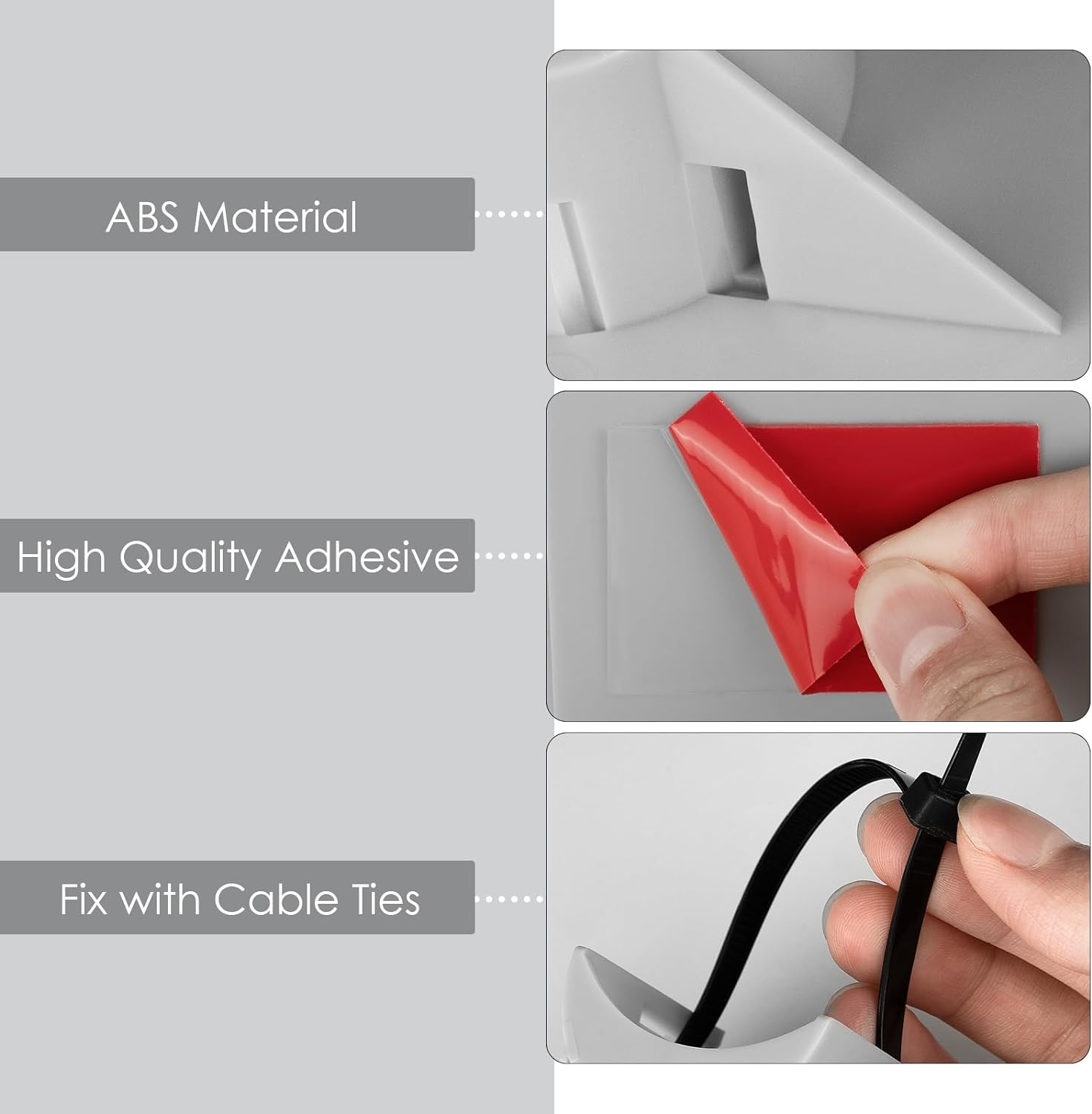 Adorila 3 Pack Swimming Pool Pipe Holders, Pool Hoses for above Ground Pools, Swimming Pool Hose Support with 3 Tapes, 6 Cable Ties & 3 Stainless Steel Hose Clamps (Grey)