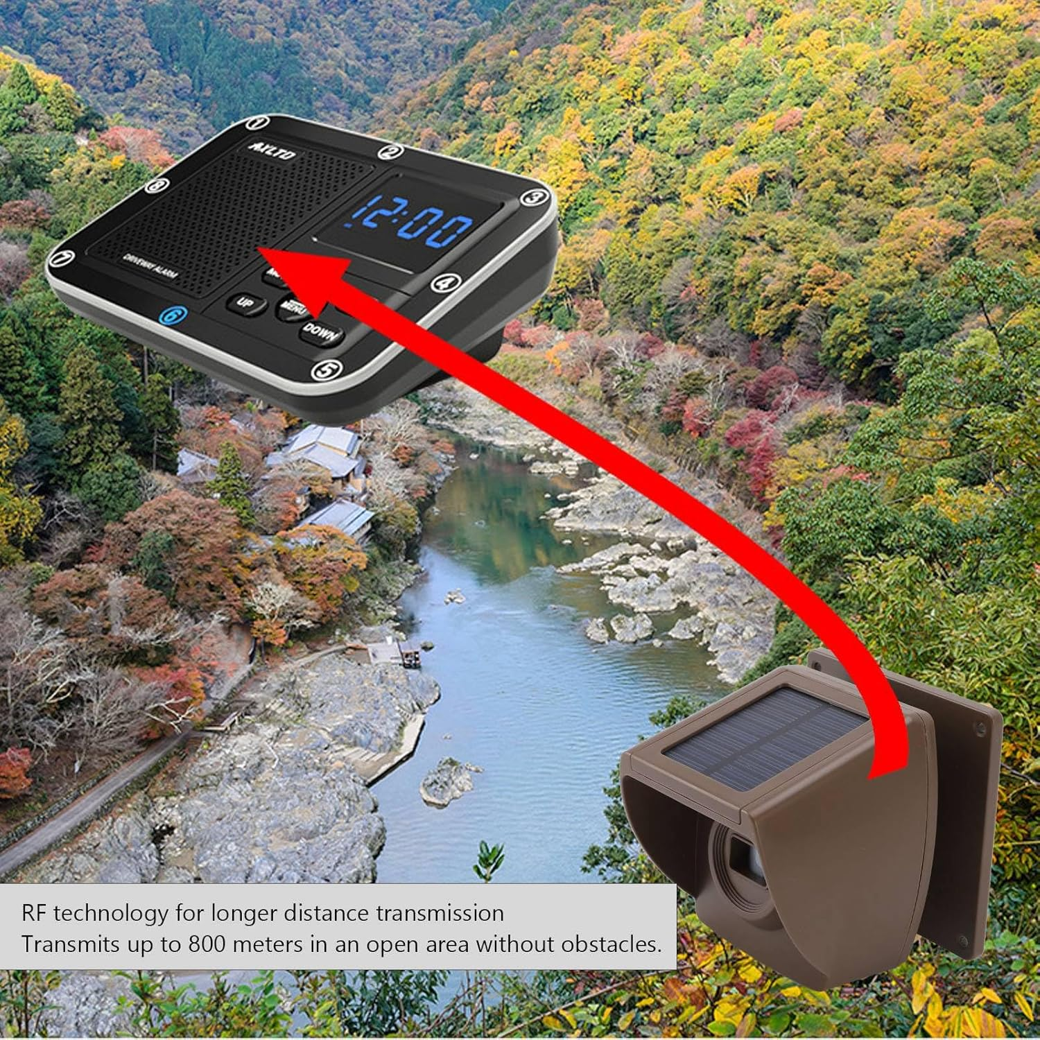 Driveway Alarm, 800M Home Security Alert System, 1800Mah Rechargeable Security Alert System, IP55 Weatherproof, for Protect Indoor Outdoor Property image number 3