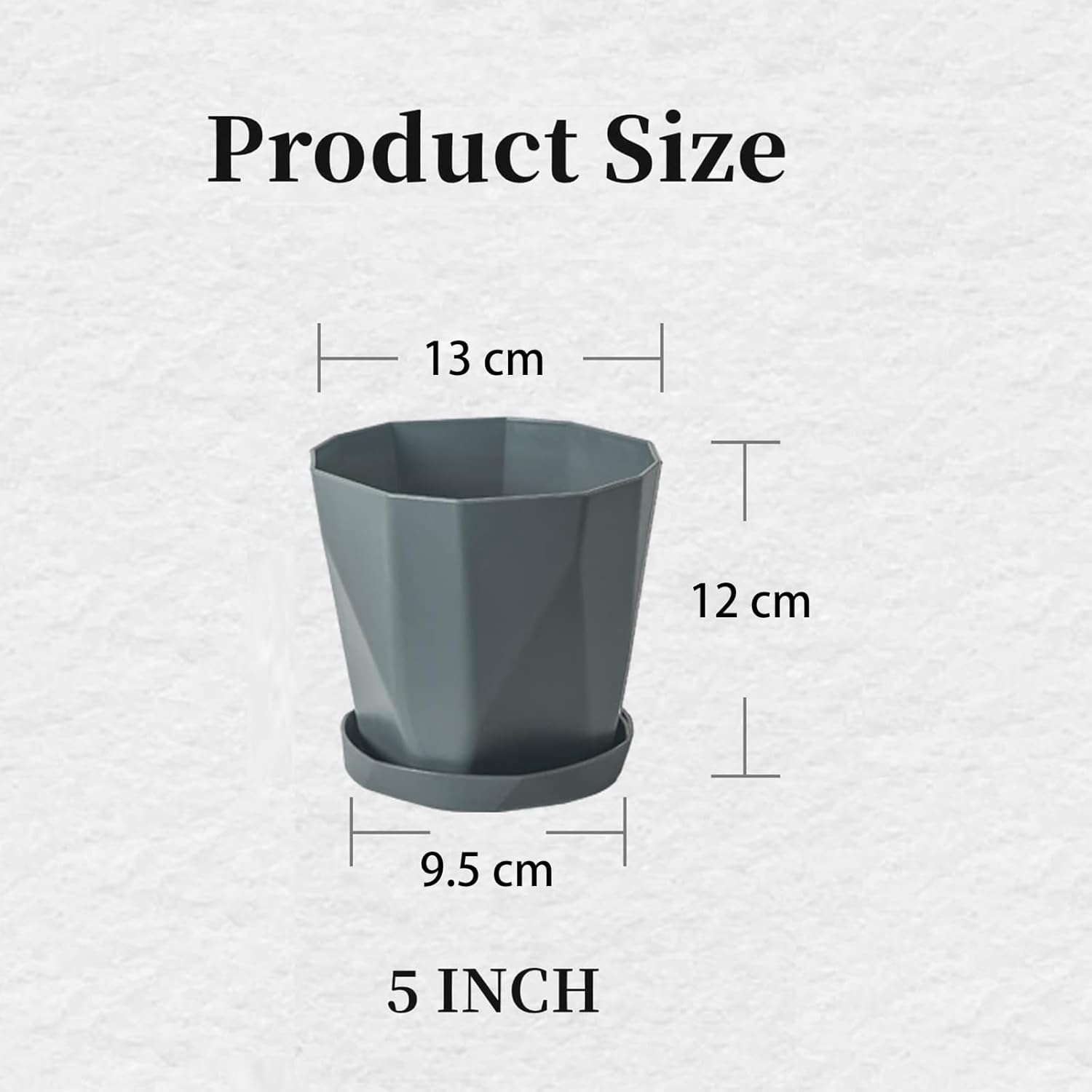 Cozioz Indoor & Outdoor Plant Pots, 12.7 Cm Plastic Flower Pots, Set of 6 with Drainage Holes and Saucers for Garden Use (12.7 Cm - 6 Pcs)