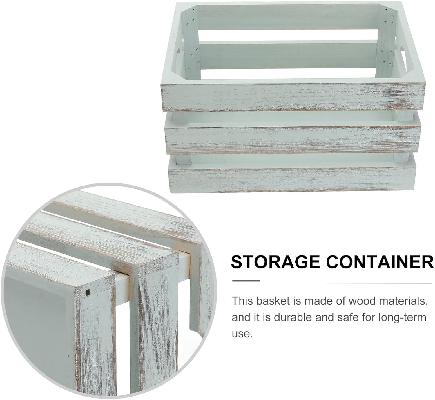 NUOBESTY Solid Wood Storage Box 30X20X16Cm Green Vintage Finish Multi-Purpose Container for Toys Cosmetics Sundries Home Office Organization image number 4