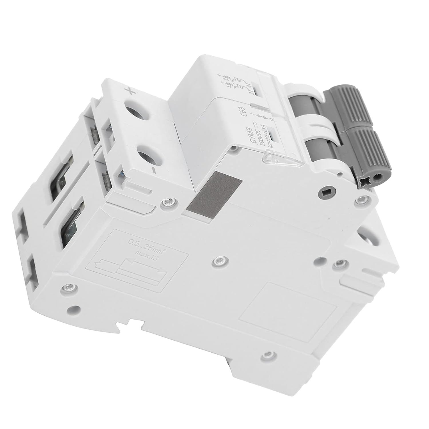 DC Miniature Circuit Breaker, 2 Pole 63 Amp 500V IC65N Isolator for Solar PV System and Other DC System,Thermal Magnetic Trip, Din Rail Mount, DC Disconnect Switch C40 image number 5