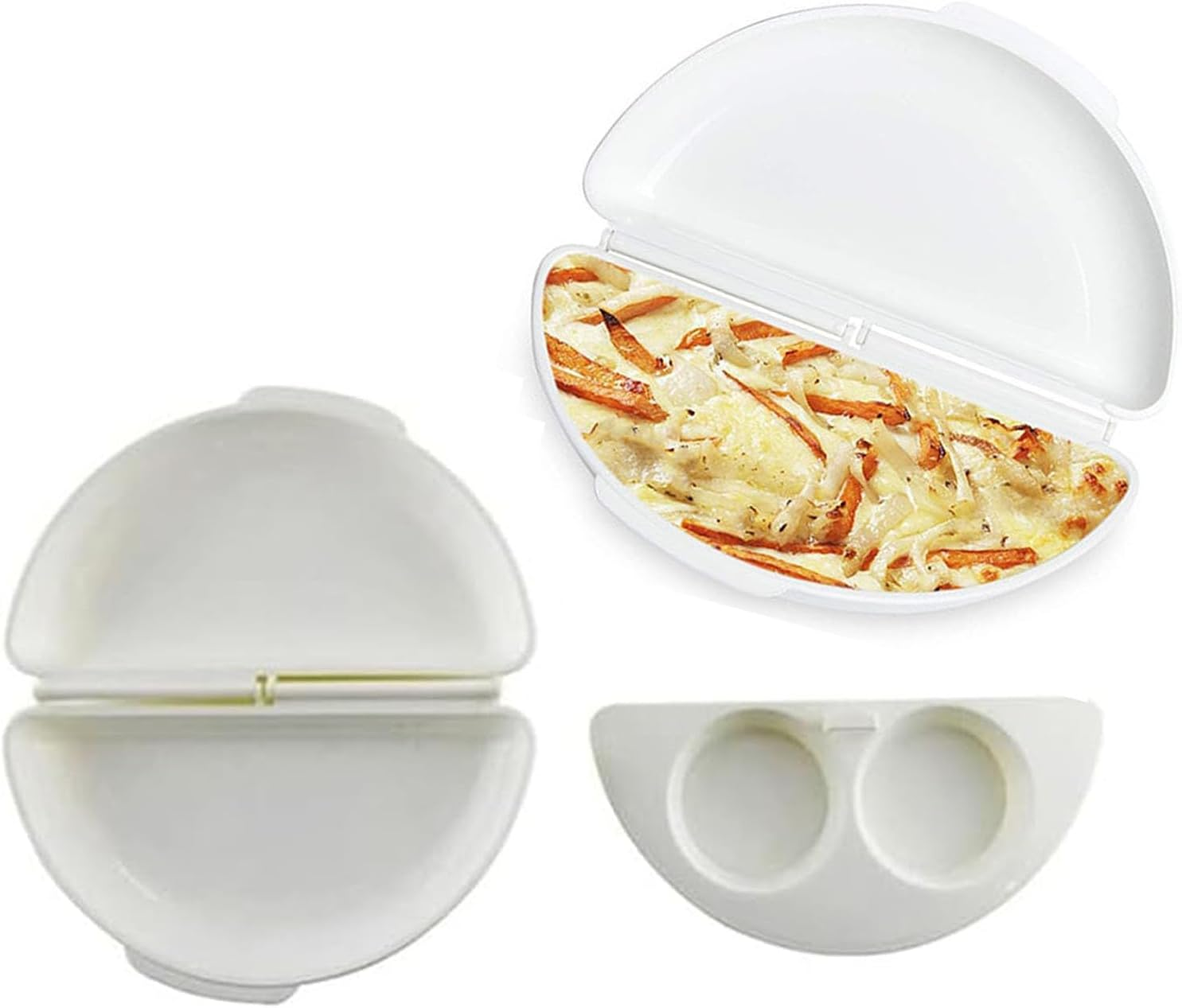 Paifeancodill Microwave Egg Omelette Pan Maker Microwavable Cooker, High-Heat Resistant Egg Poacher Cooker for Microwave, 2 Cavity Egg Poacher Set, Plastic Quick Egg Maker, Egg Poacher for Sandwiches