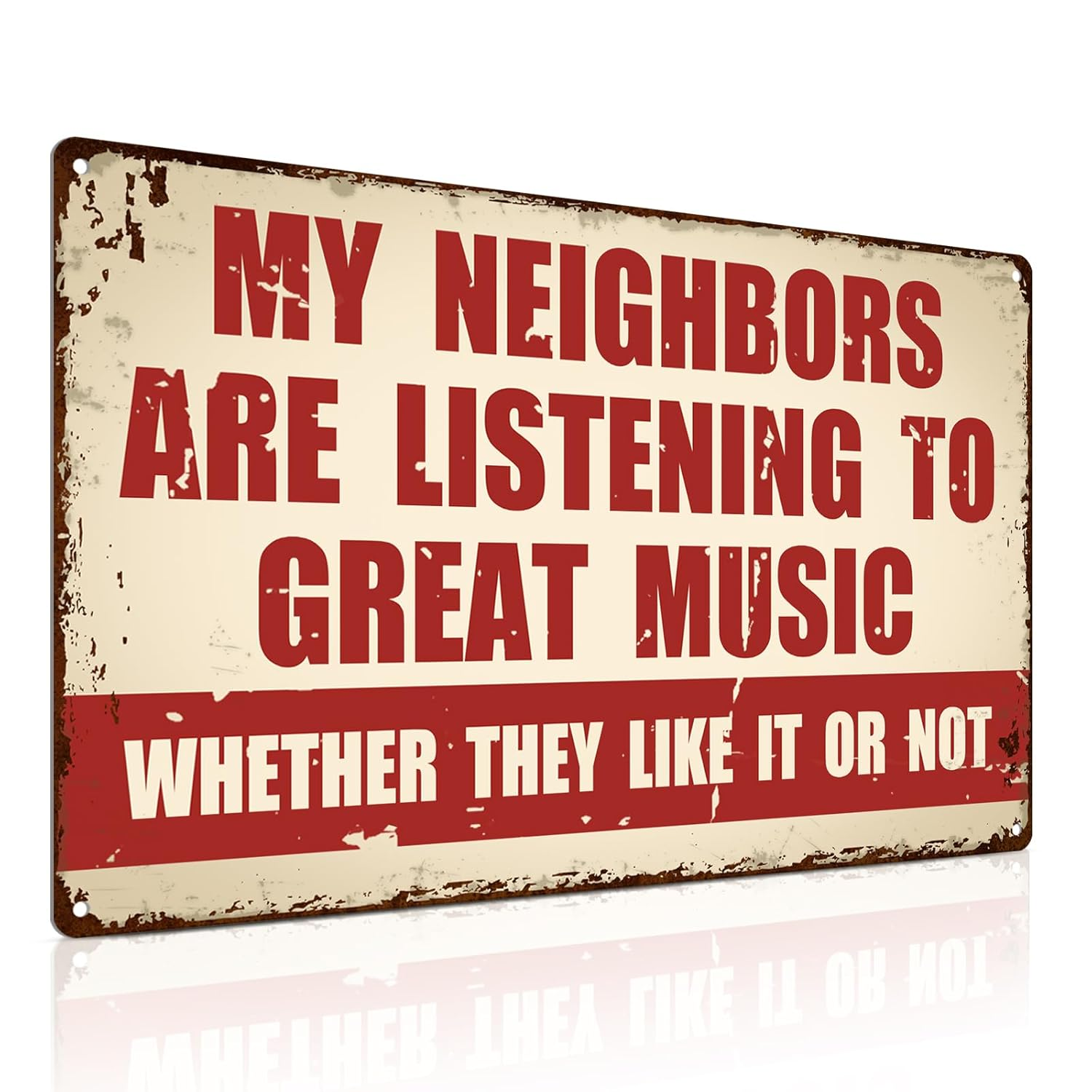 ALKB Funny Music Metal Sign - My Neighbors Are Listening to Great Music - Wall Decor for Garage, Bar, Man Cave