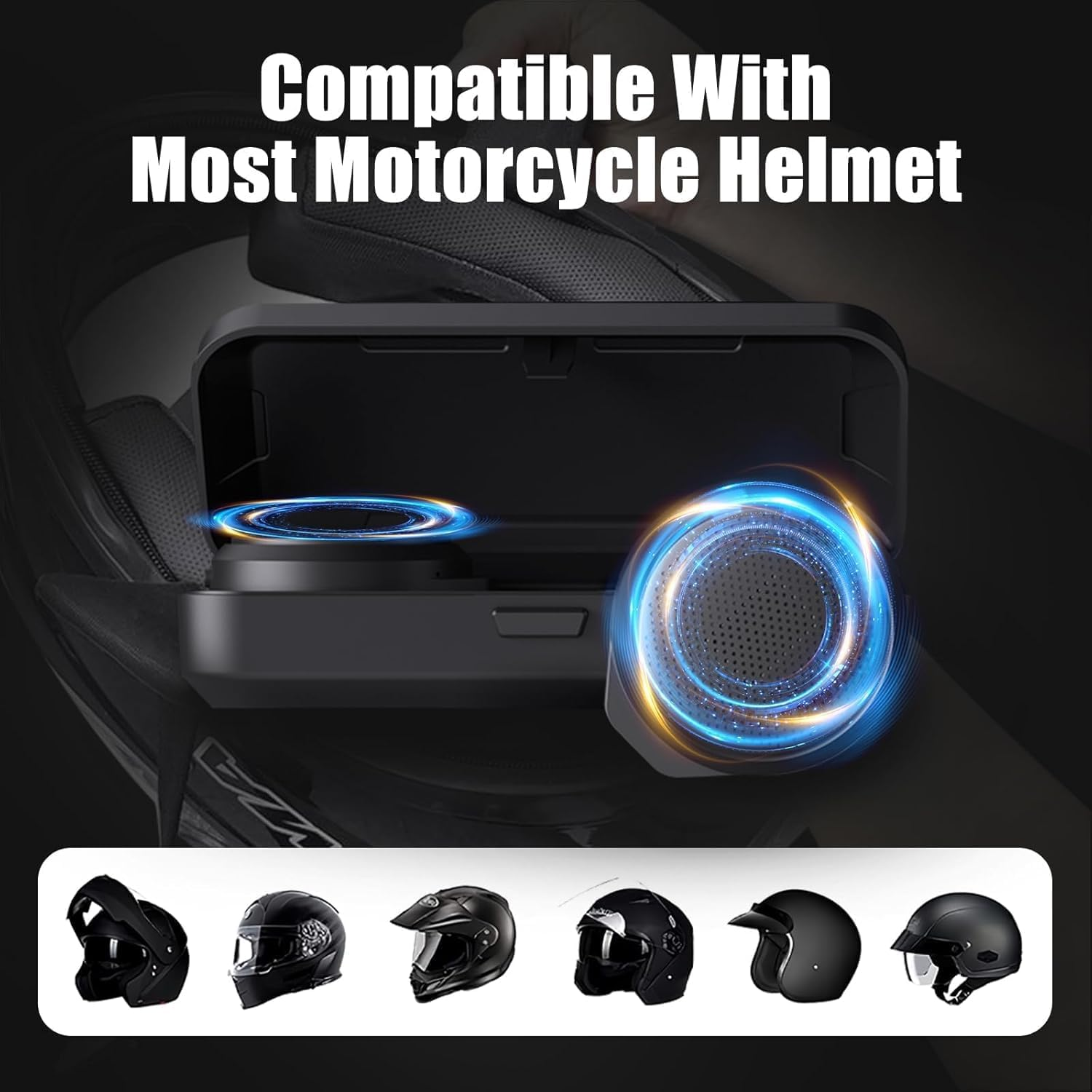 B-Qtech Motorcycle Bluetooth Headset with Charging Case, Helmet Bluetooth Speaker with Microphones & LED Display, 1450Mah Battery with 50Hours Work Time Wireless Headsets for Skiing and Riding image number 4