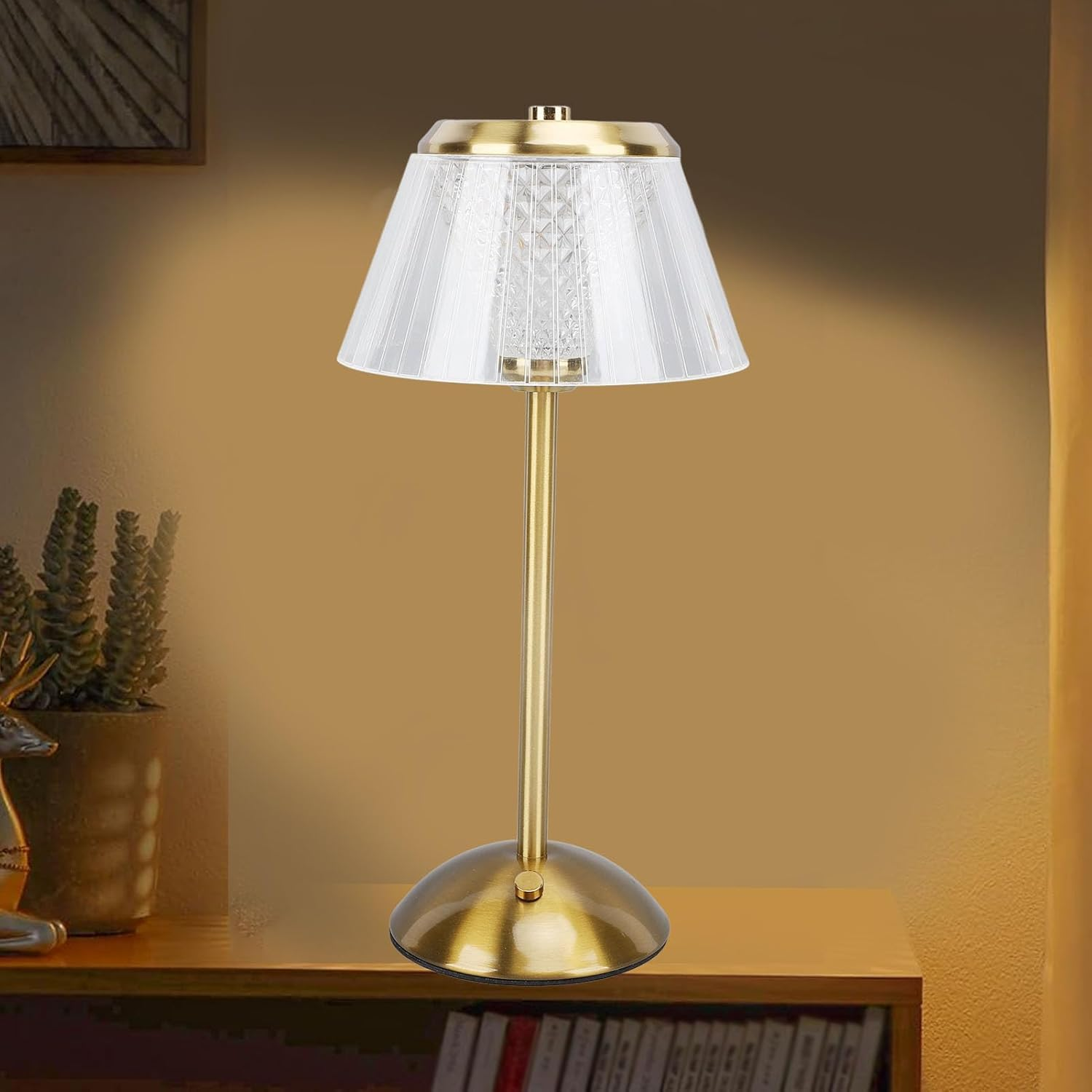 Cryfokt Crystal Desk Lamp Rechargeable 3 Color Temperature Dimmable LED Nightstand Table Light for Bedroom Living Room, Touch Control for Various Activities image number 4