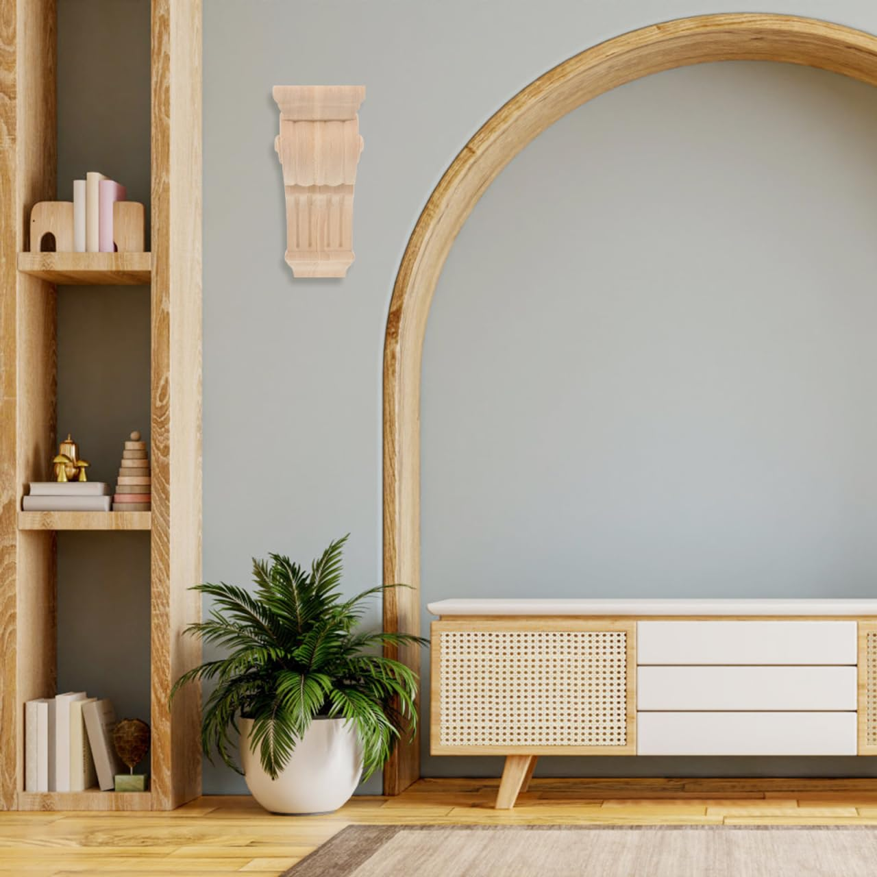 OSALADI 2Pcs Wood Carved Corner Vintage Decor Furniture Decals Wooden Corbels with Carved Wood Decal Crowns & Corner Blocks Furniture Decoration