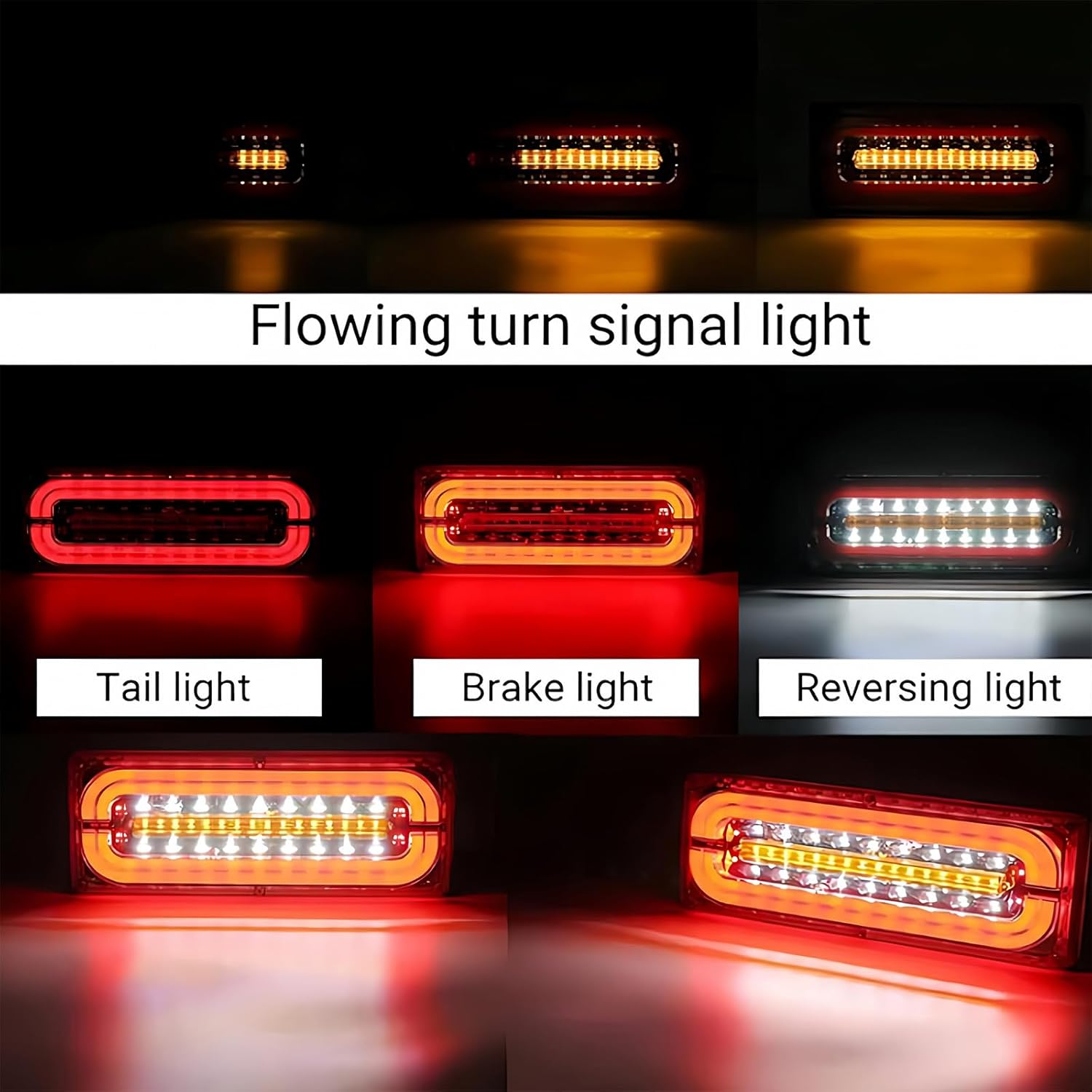 2Pcs LED Trailer Tail Lights, Waterproof Truck Rear Lights with Brake & Turn Signal &ndash; Fit for 24V Lorries, Trucks, Trailers, RV, UTV, Pickup | High Visibility Trailer Lights for Aussie Roads image number 3