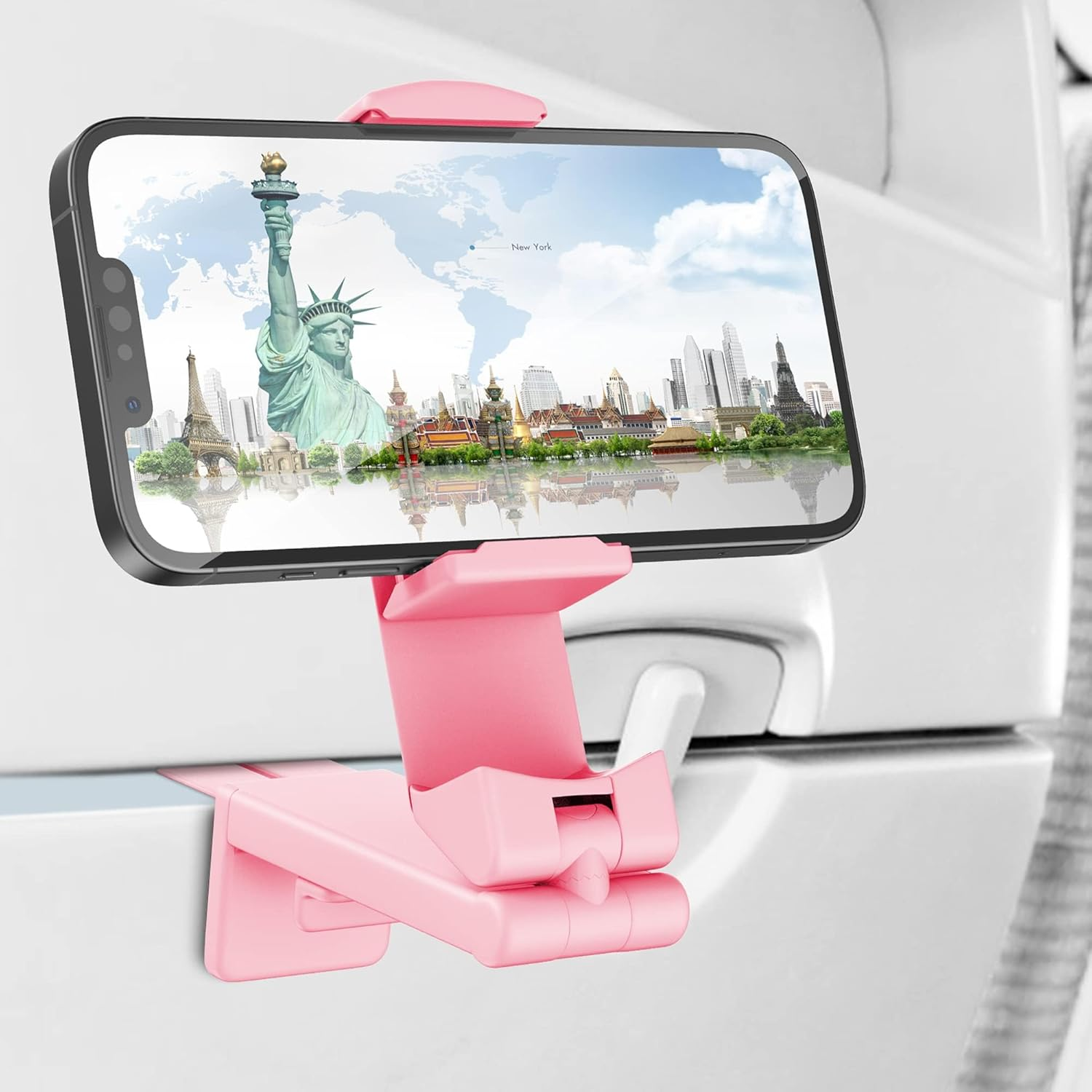 Airplane Phone Holder Travel Essentials, Multi-Directional 360&deg; Degree Rotation, Pocket-Sized Universal Handsfree Phone Mount for Flying Home Kitchen Office and Travel Accessories Must Haves (Green)
