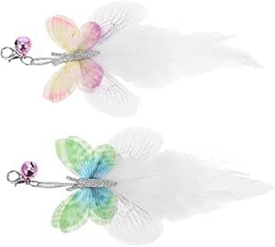 Crovakeu 2PCS Interactive Cat Wand Refills - Butterfly & Feather Replacement Toys for Cat Teaser Wand, Engaging Play for Indoor Cats & Kittens image number 2