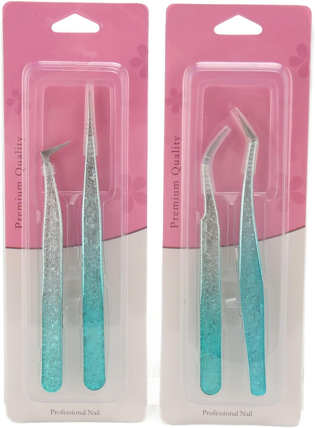 False Lash Tweezer, Straight Curved Tip Ergonomic Grip Eyelash Tweezer 4PCS Flexible for Professional Salon image number 3