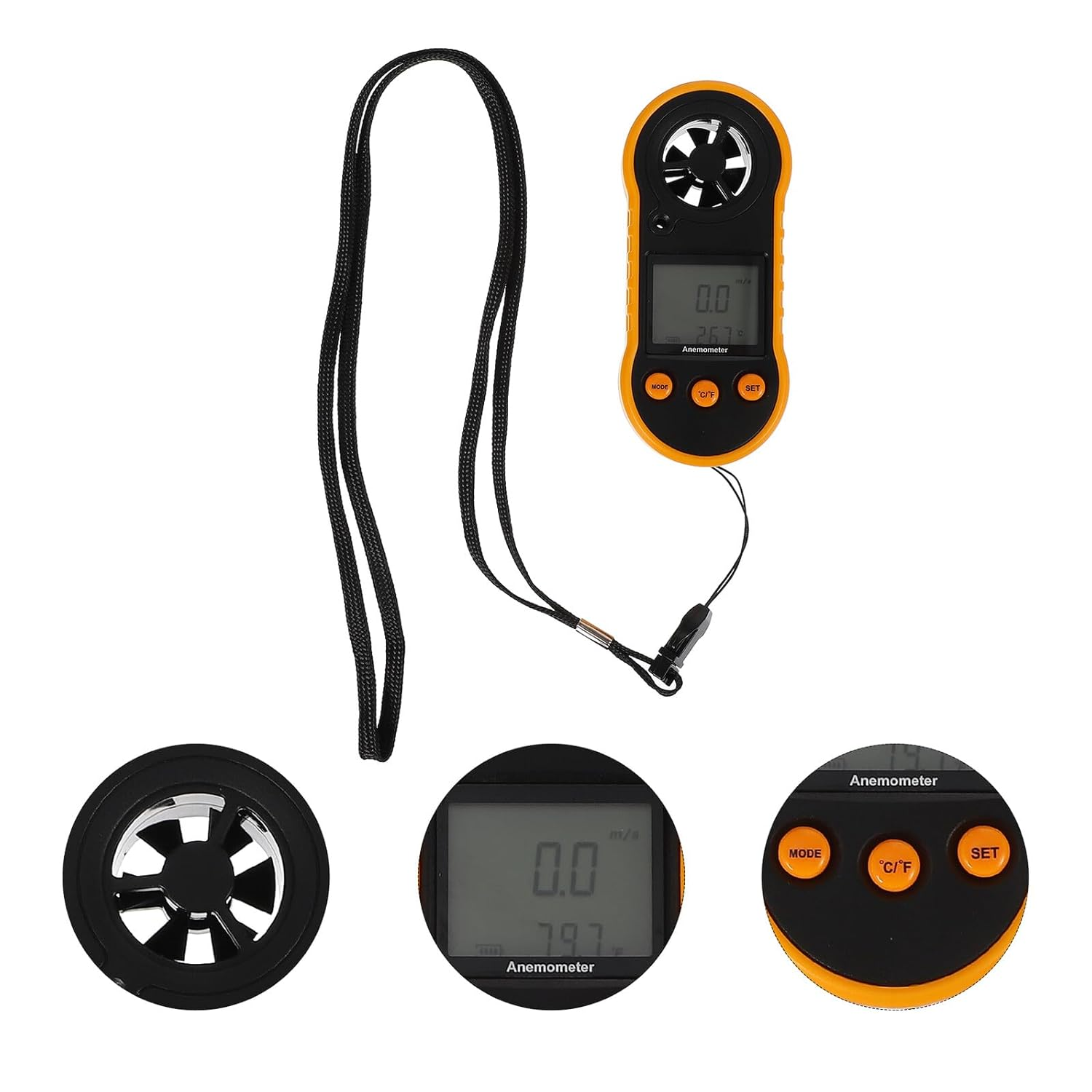 GALPADA Digital Handheld Anemometer Wind Speed with Temperature Monitor Compact Air Gauge for Accurate Airflow Measurement Ergonomic Design Units Wind Velocity Includes Protective Case And