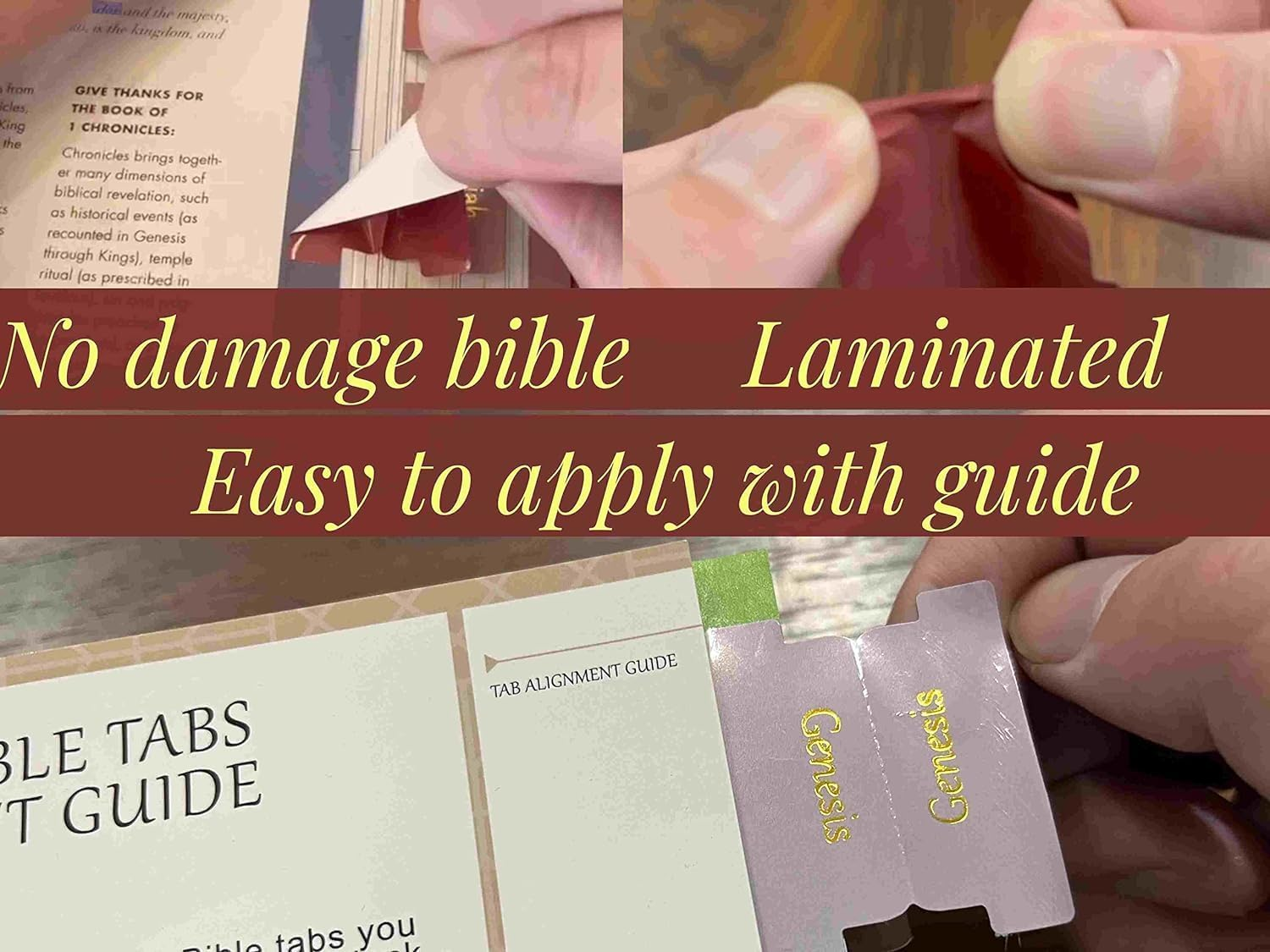 Laminated & Repostion Bible Tabs, Gold Foil Large Print Christian for Women and Men, Easy to Read and Apply Bible Journaling Tabs image number 2