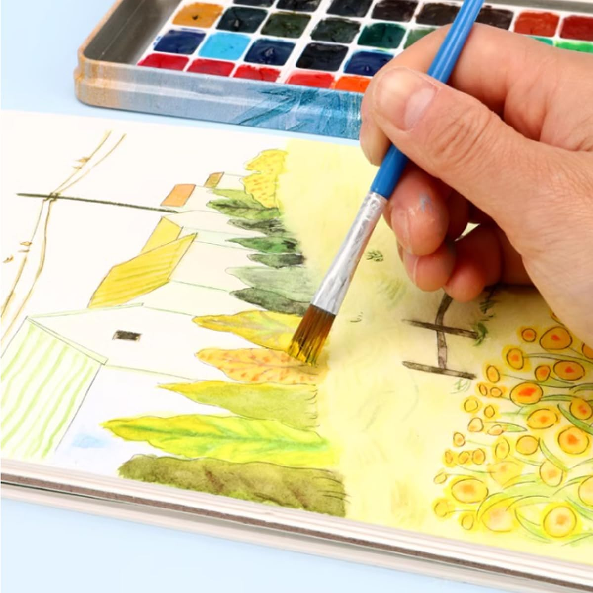 AIMALL 50/100PCS Plastic Flat Tip Paint Brushes Set, Kids DIY Ceramics and Watercolor Crafts, Ergonomic Lightweight Design image number 5