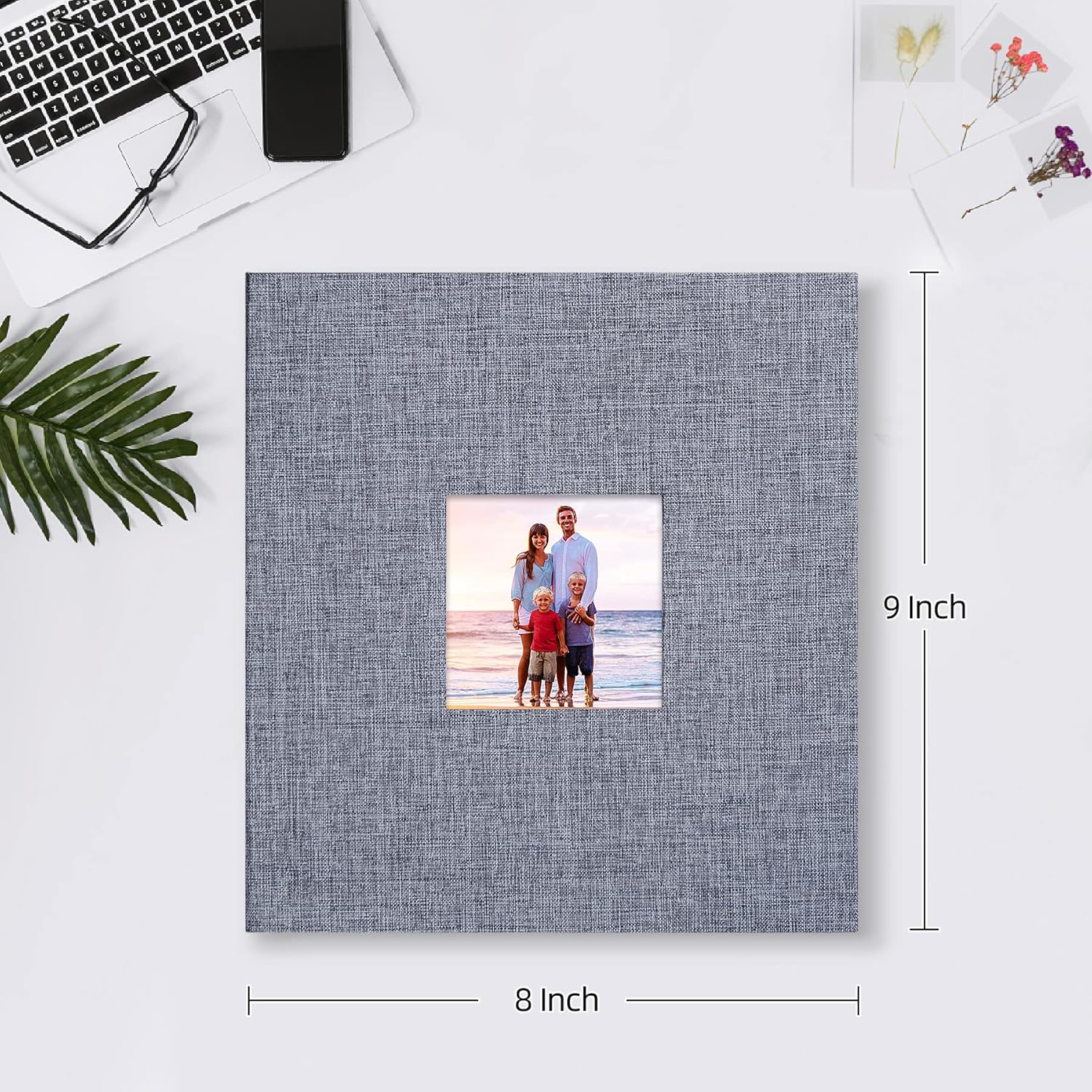 Mublalbum Small Photo Album 4X6 200 Photos Linen Cover Picture Book with Horizontal Pockets for Wedding Family Anniversary and Baby (Gray) image number 3