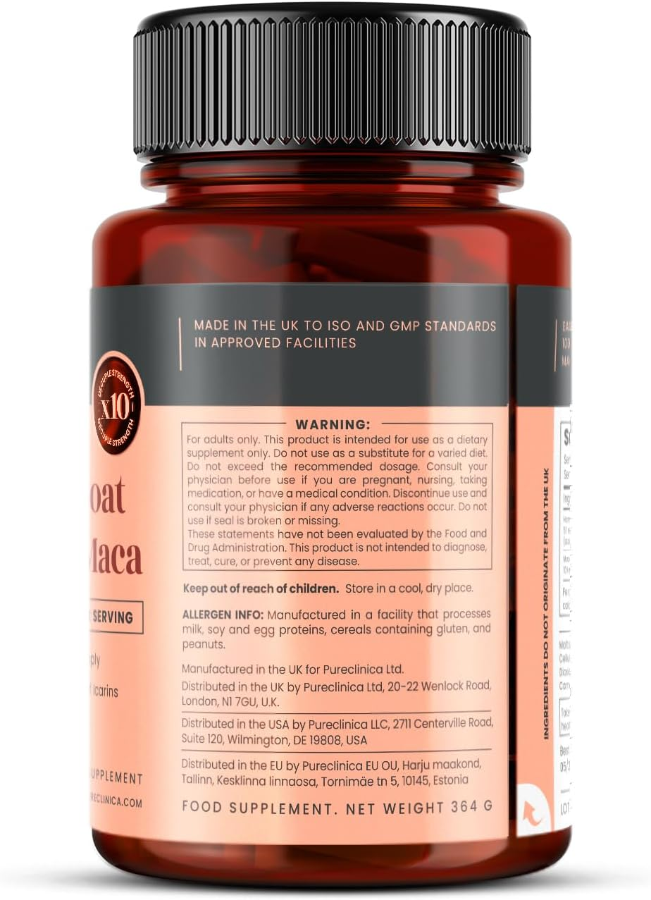 10X Horny Goat Weed Extract (3750Mg) Maca Extract (2500Mg) X 180 Tablets - 10 X More Icariins and Maca - and 5Mg Black Pepper Extract for 300% Increased Absorption: SKU: HGWM image number 4