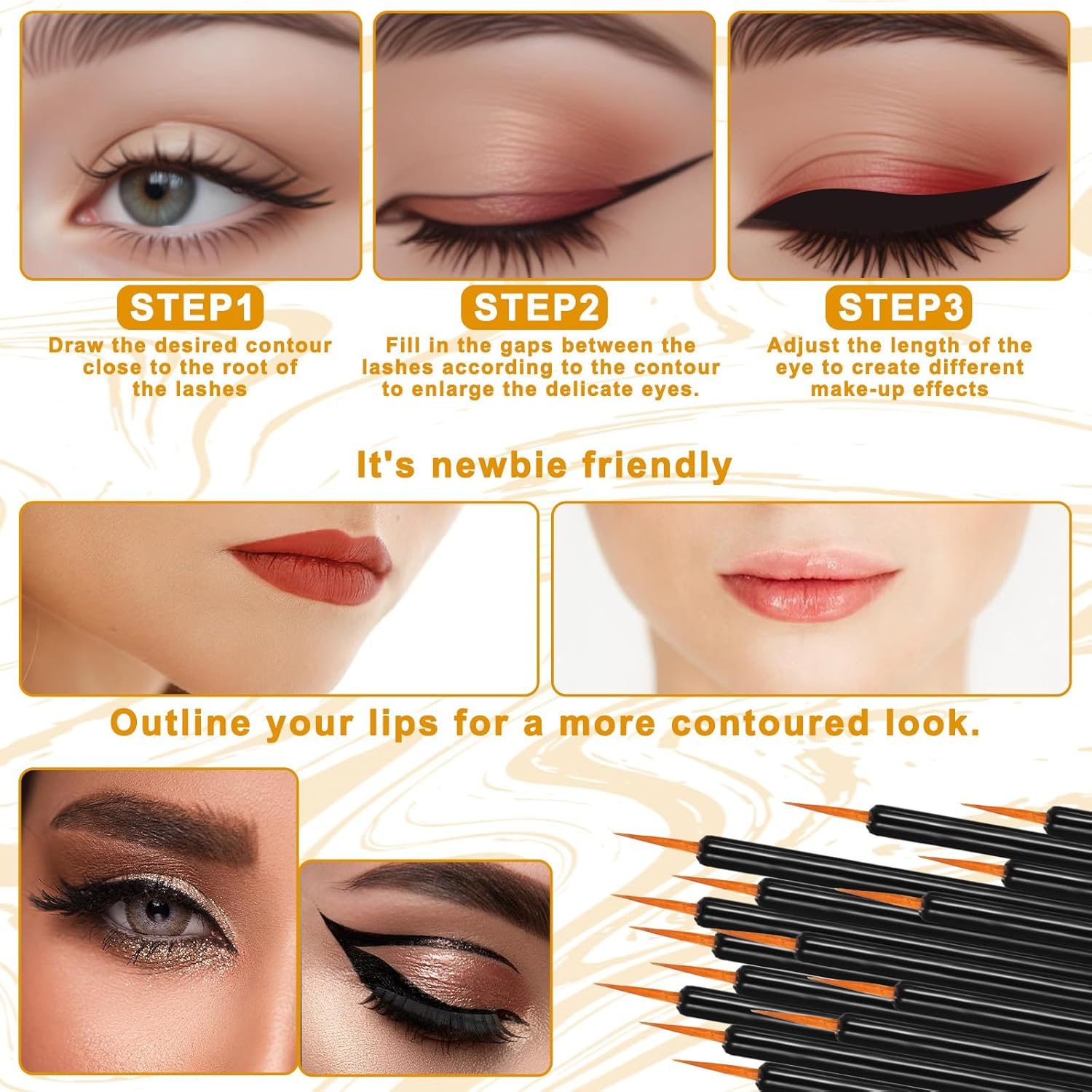 150 Pcs Disposable Eyeliner Brush Set Ultra-Fine Point Eye Liner Applicator Cosmetic Eyelash Brush Wands Applicator Black Makeup Eye Liner Tools for Eyelash Lip Liner Liquid Eyeliner Lipstick image number 4