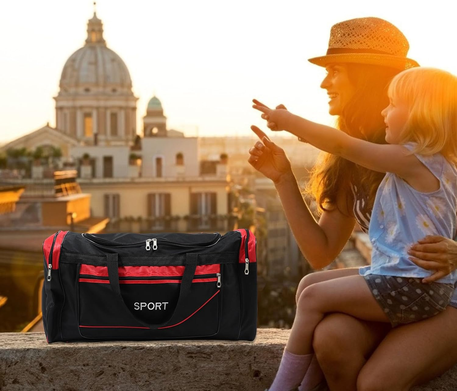 LALADEFIEE Large Capacity Travel Clothes Organizer Bag Luggage Storage Tote Shoulder Bag for Outdoor Trips and Family Travel Red