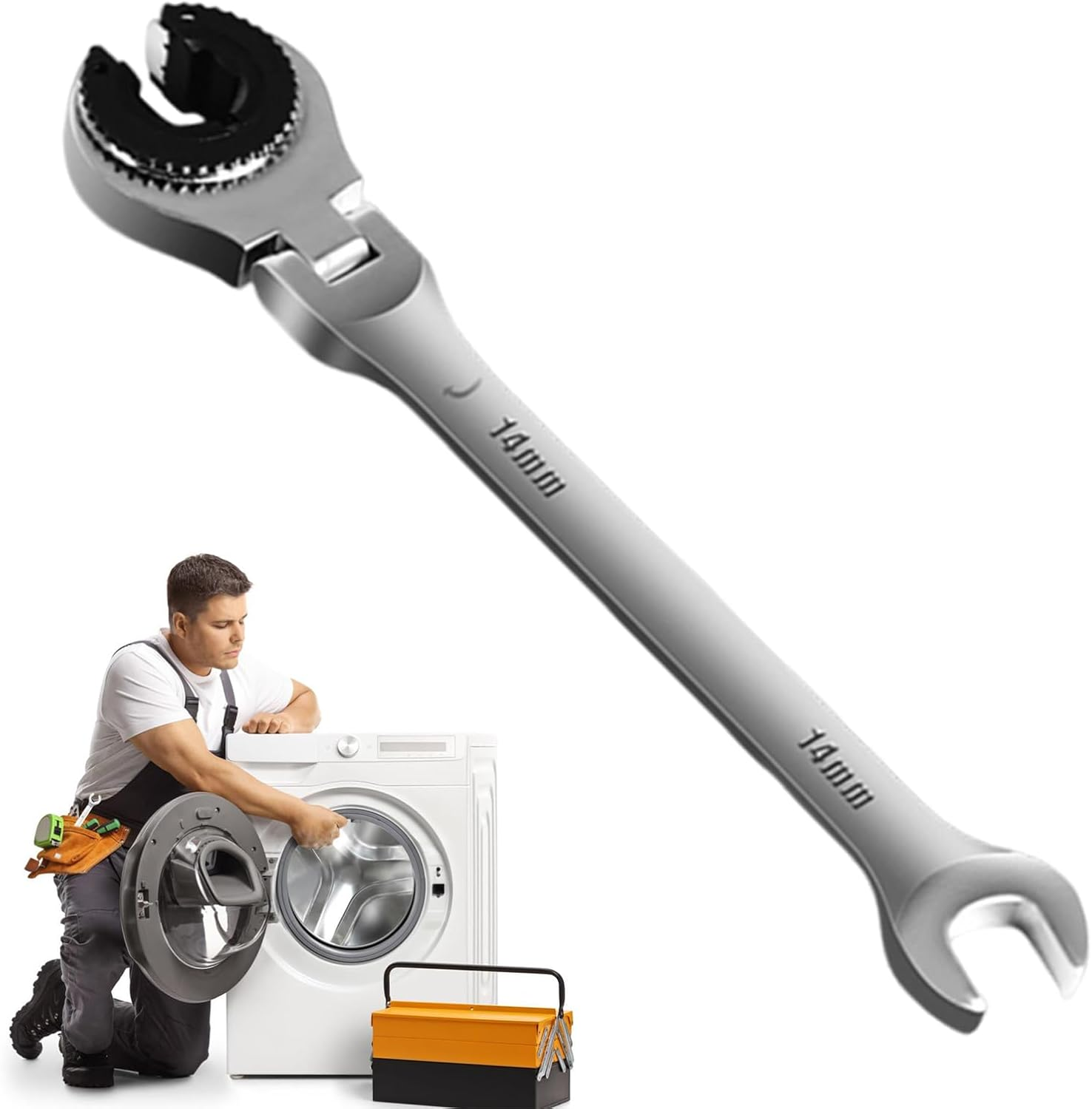 Ratcheting Tube Spanner &ndash; Plum Wrench Set, Duals-End Repair Gear, Oil Hose Opener | Flare Nut Adjustment Tool Kit, Rotating Socket Maintenance Accessory, Garage Mechanic Equipment Use image number 1