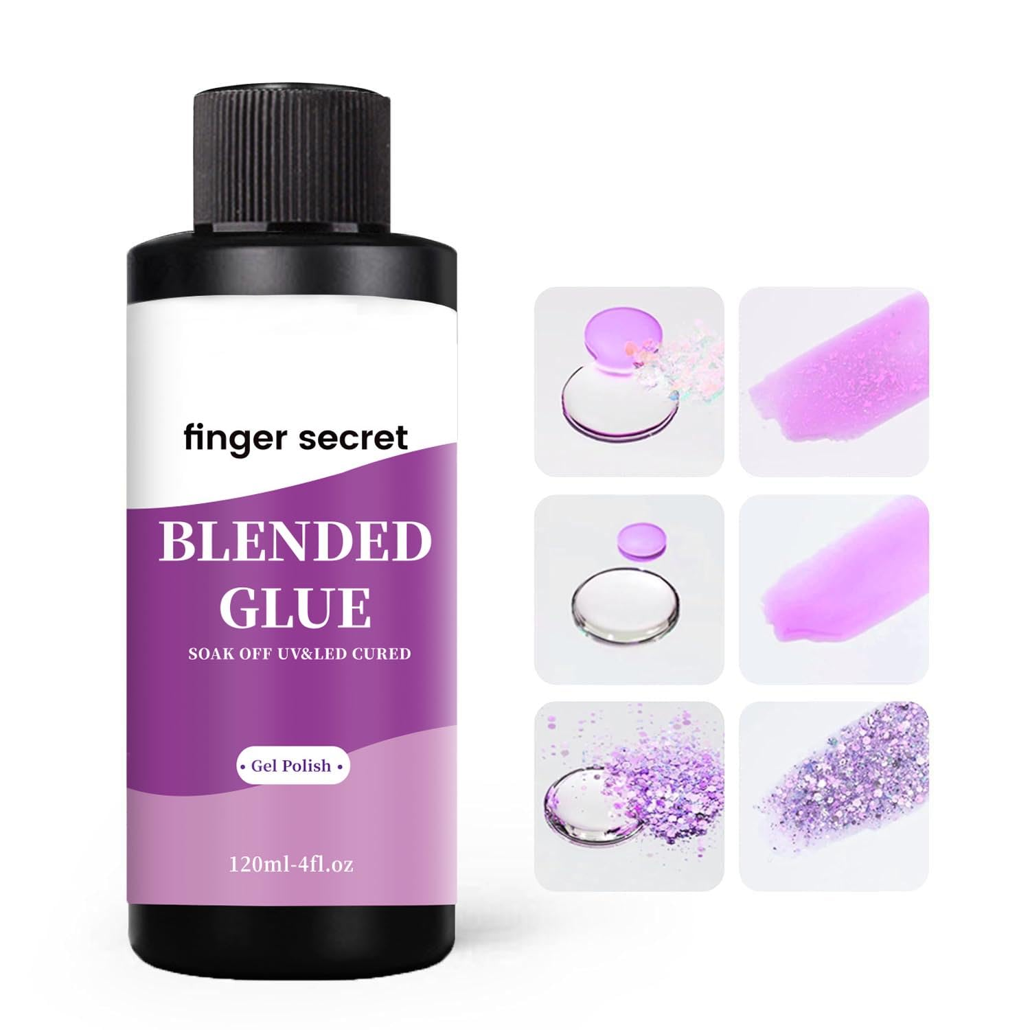 Finger Secret Blended Nail Glue 120Ml - Gel Polish Glitter Powder Clear Mixer, Color Sequins Mixing, Multifunctional for DIY Nail Art Design image number 2