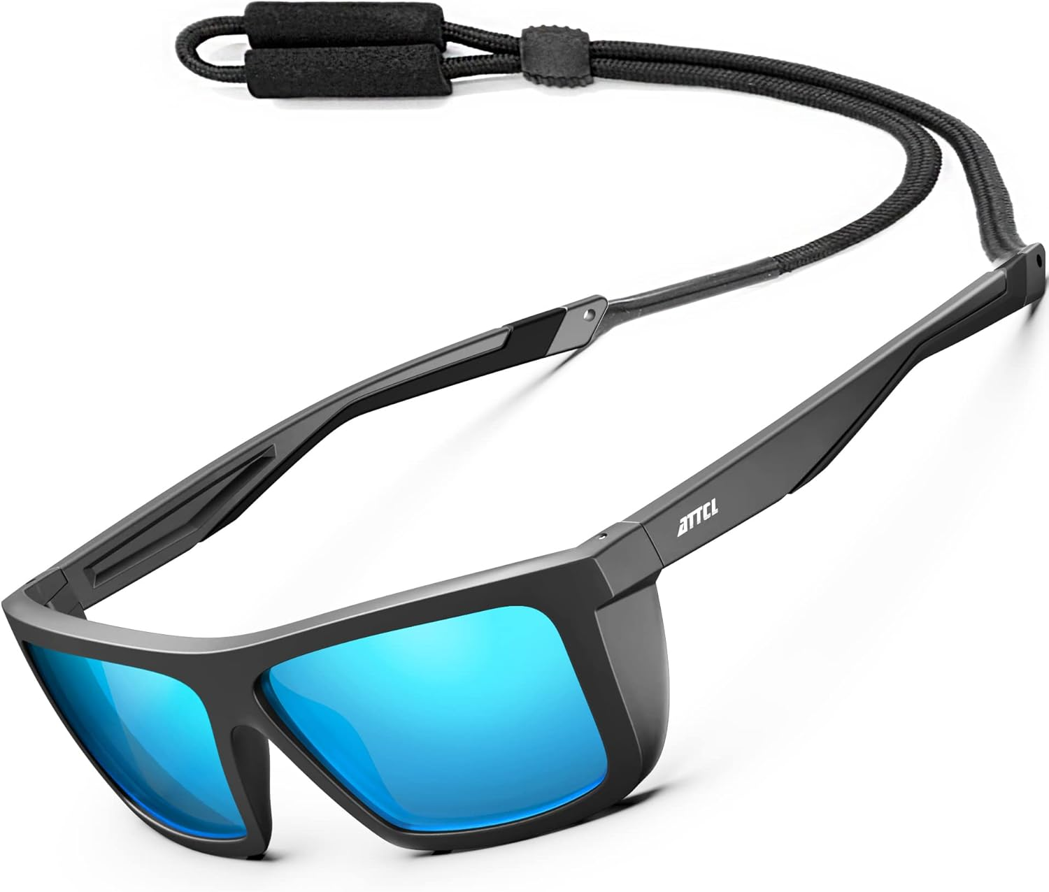 Sports Polarized Sunglasses for Men: TR90 Rectangle Frame UV Protection Sunglass for Running Driving Fishing
