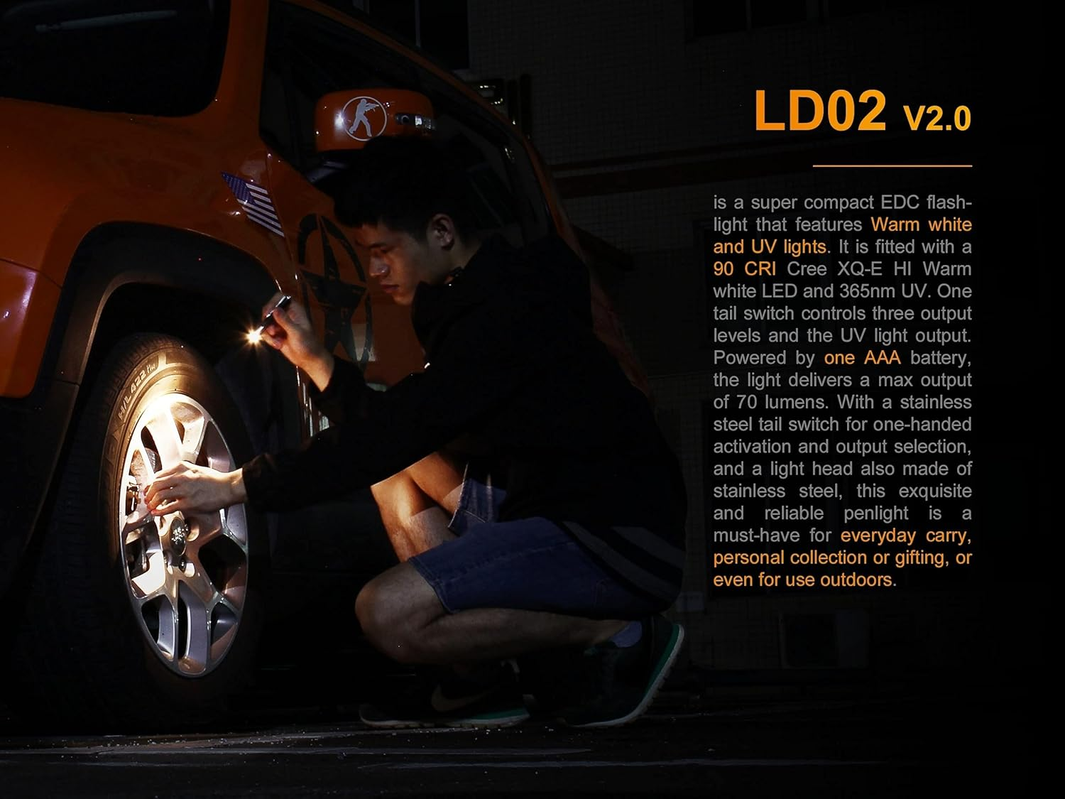 Fenix LD02 V2.0 LED Penlight Torch with Warm White and UV Light image number 5