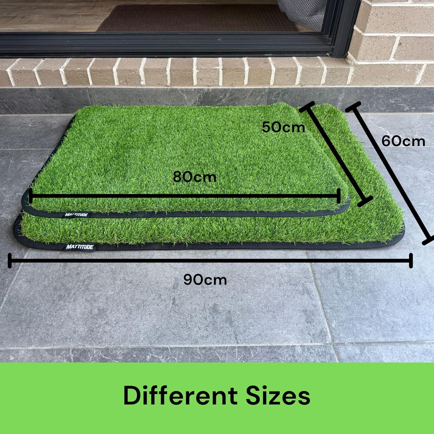 Mattitude Outdoor Dust-Off Mat - Artifical Grass 40Mm Pile Turf Dirt Trapper, Weatherproof, Non-Slip, Washable & Easy Clean - for Home Entryway, Garage, Camping, Caravan 80Cm X 50Cm (Medium) image number 1