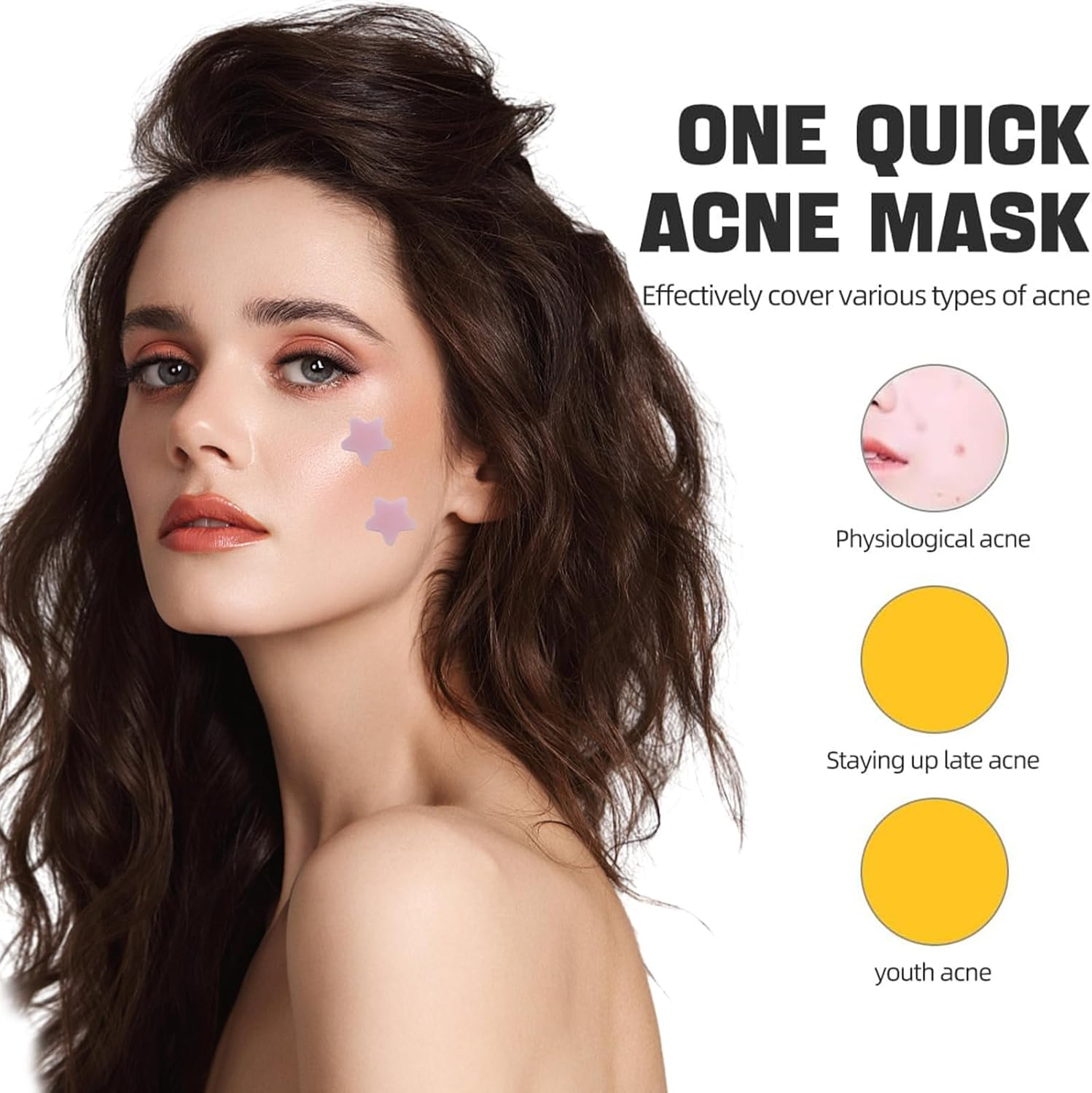 200-Pcs Pimple Patches with Hydrocolloid & Tea Tree Oil,Star Design，Hydrocolloid & Tea Tree Oil Pimple Patches with Invisible Stars (24H Use) image number 4