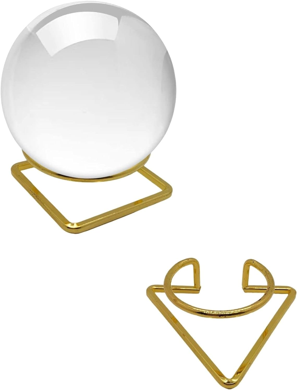 Nwsrayu 2 Pieces Metal Crystal Ball Holder, Lensball Base, Sphere Display Stand for Globe Balls ,Geode, Rocks, Crystals, Baseballs,Tennis Balls,Mineral Agate Fossil Coral Gemstone 50-110 Mm image number 2