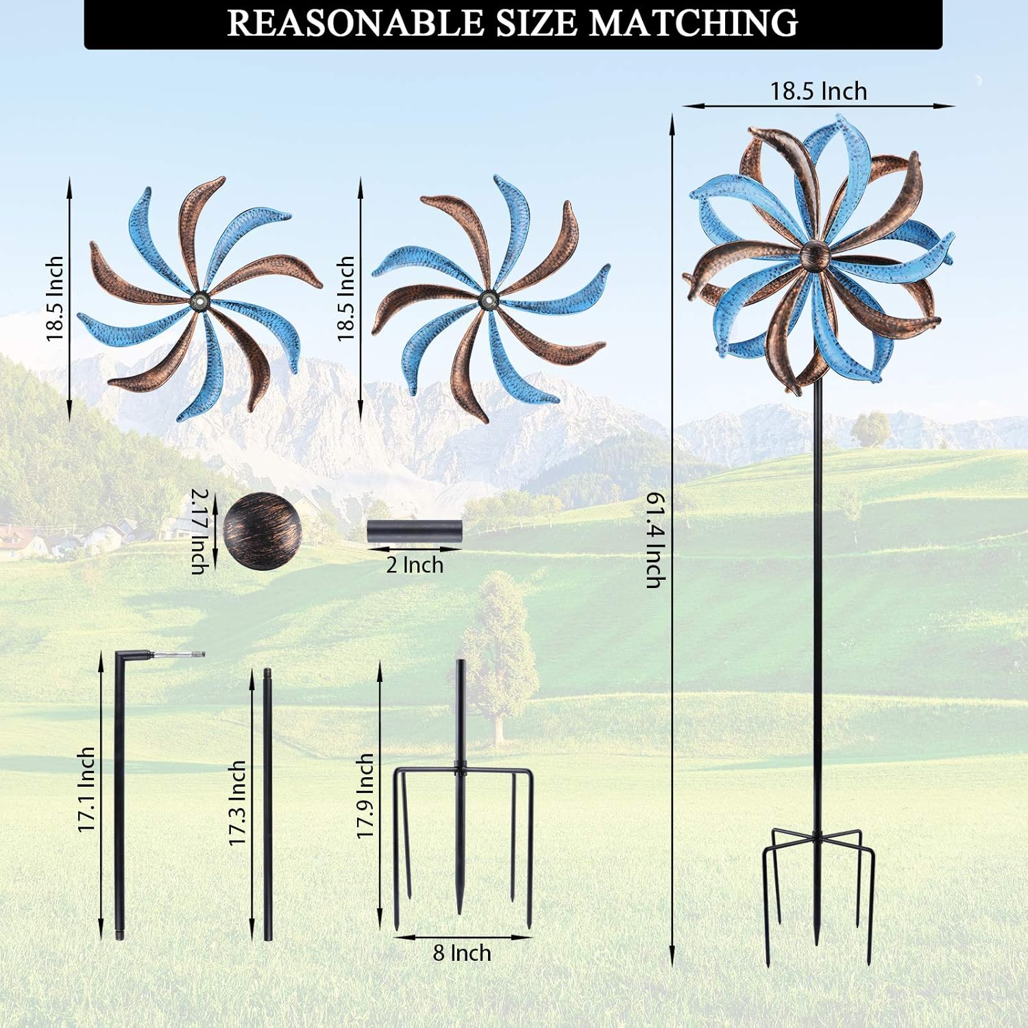 WONDER GARDEN Wind Spinners Outdoor Clearance, Premium Kinetic Wind Sculptures Wind Spinner, Metal Leaf Windmill for Outdoor Yard Patio Lawn & Garden image number 2