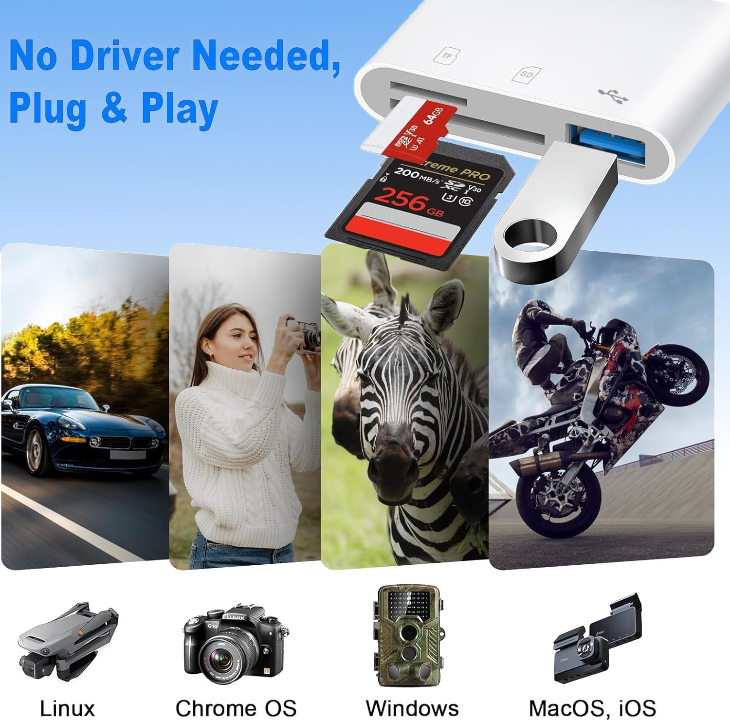 Lichely USB C SD Card Reader Light-Ning Card Reader Portable Memory Card Adapter for Macbook, I-Phone 16/15, Ipad, Galaxy & Windows Laptops, Micro SD/TF Card Reader for Photos, Videos & Data Transfer image number 6