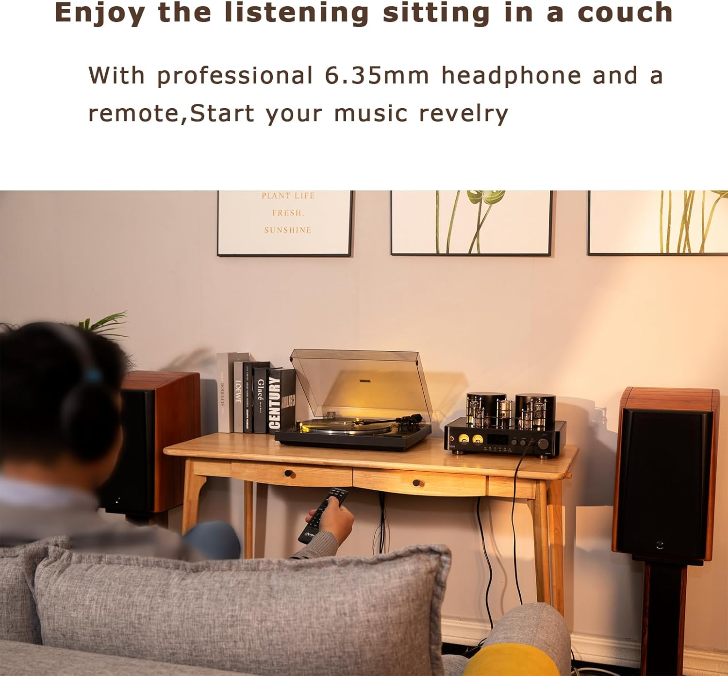 Juson Audio JTA100 200W Vacuum Tube Amplifier Integrated Hybrid with BT 5.0 Optical AUX RCA Phono Input and Headphone Output 2.1CH Class AB Hifi Home Audio for Turntable image number 4