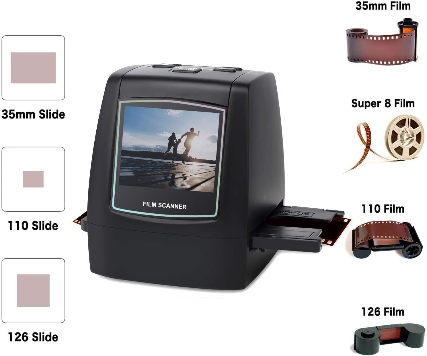 DIGITNOW All-In-One High Resolution 22MP Film Scanner Converts 126Kpk/135/110/Super 8 Films Slides Negatives into Digital Photos Vibrant 2.4 LCD Screen Impressive 128MB Built-In Memory (&lrm;Super 8) image number 4
