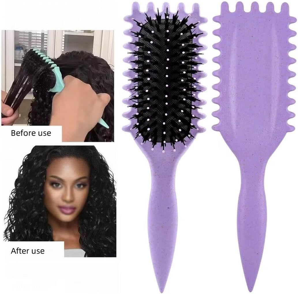 Curl Defining Brush - Purple Curly Hair Styling Tool for Women & Men, Ideal for Detangling, Combing, Shaping & Defining Curls, Reduces Pulling and Prevents Curl Separation image number 3