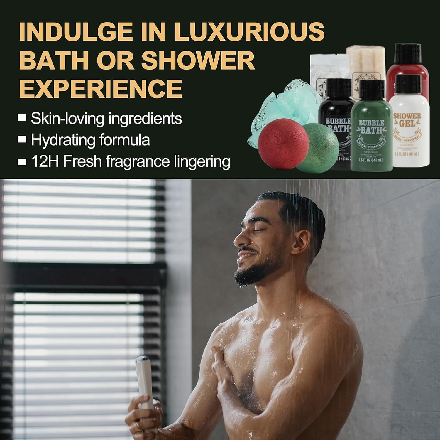 Advent Calendar 2025 BODY & EARTH 24Pcs Beauty Advent Calendar Limited Edition, Gift Set with 24 Bath Set Care Set for Men - Includes Various Shower Foams, Beard Oil, Body Scrubs, image number 6