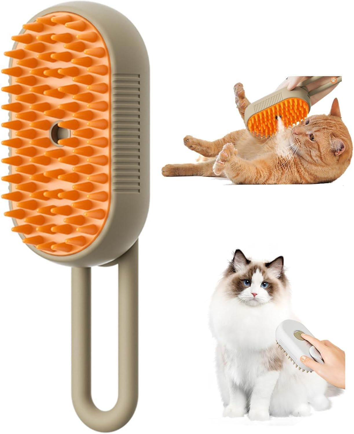 Steamy Cat Brush Cat Steam Brush Pet Grooming Brush for Cats and Dogs for Massaging Detangling and Depilation Suitable for Long Haired and Short Haired Pets