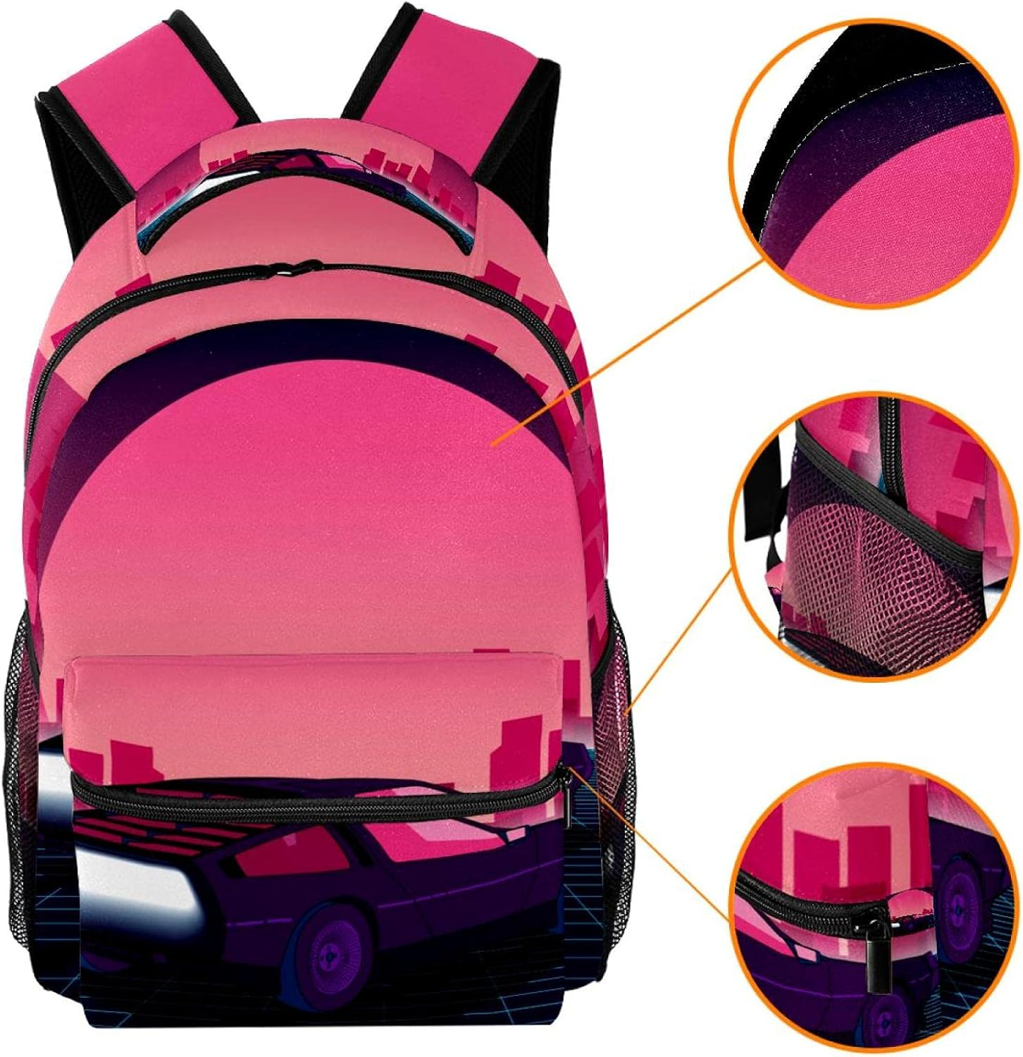 Retro Car S Style Backpack Students Shoulder Bags Travel Bag College School Tote Backpacks image number 5